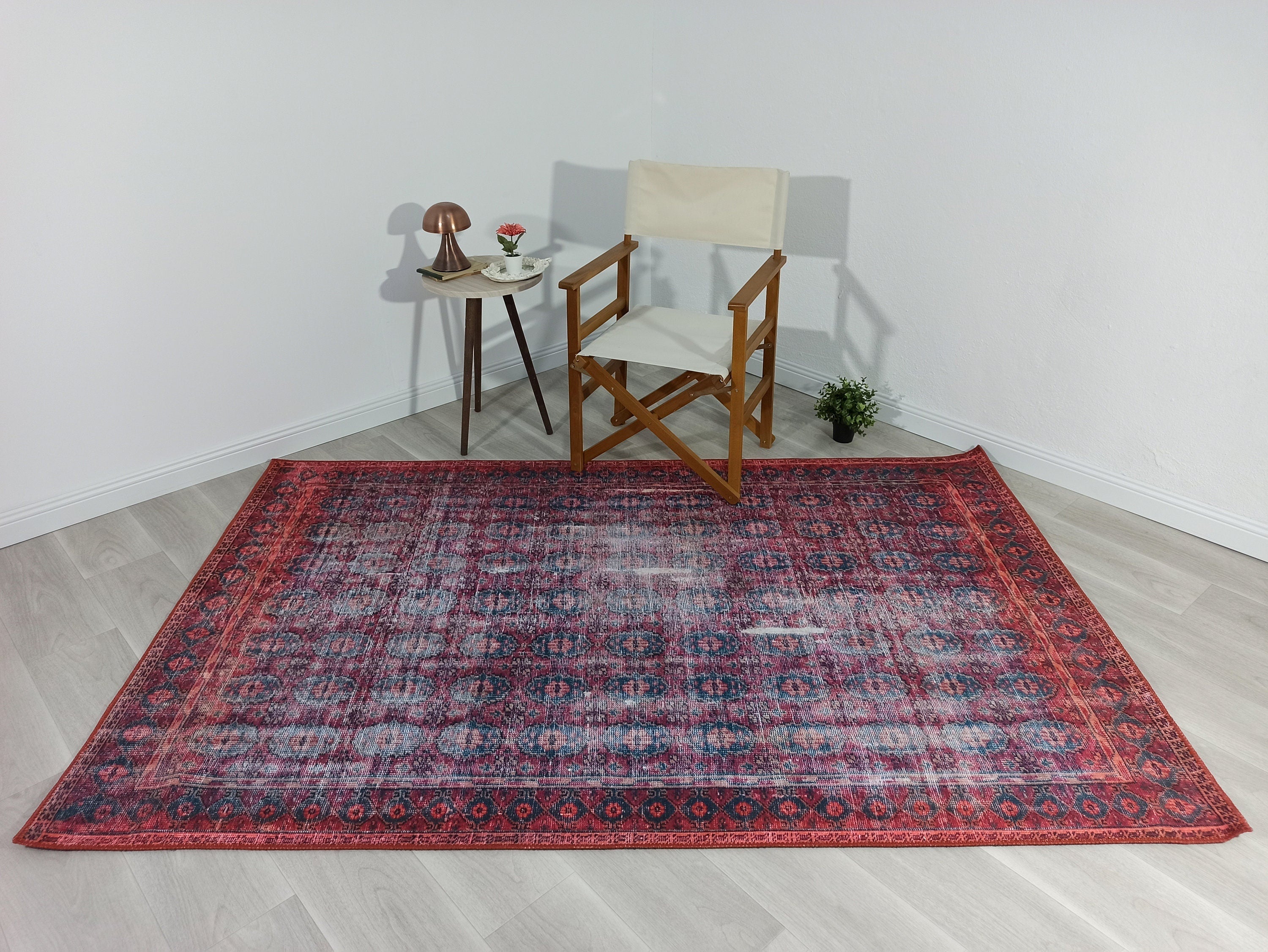 Fulia Rug Distressed Fuchsia Pink Red Rug