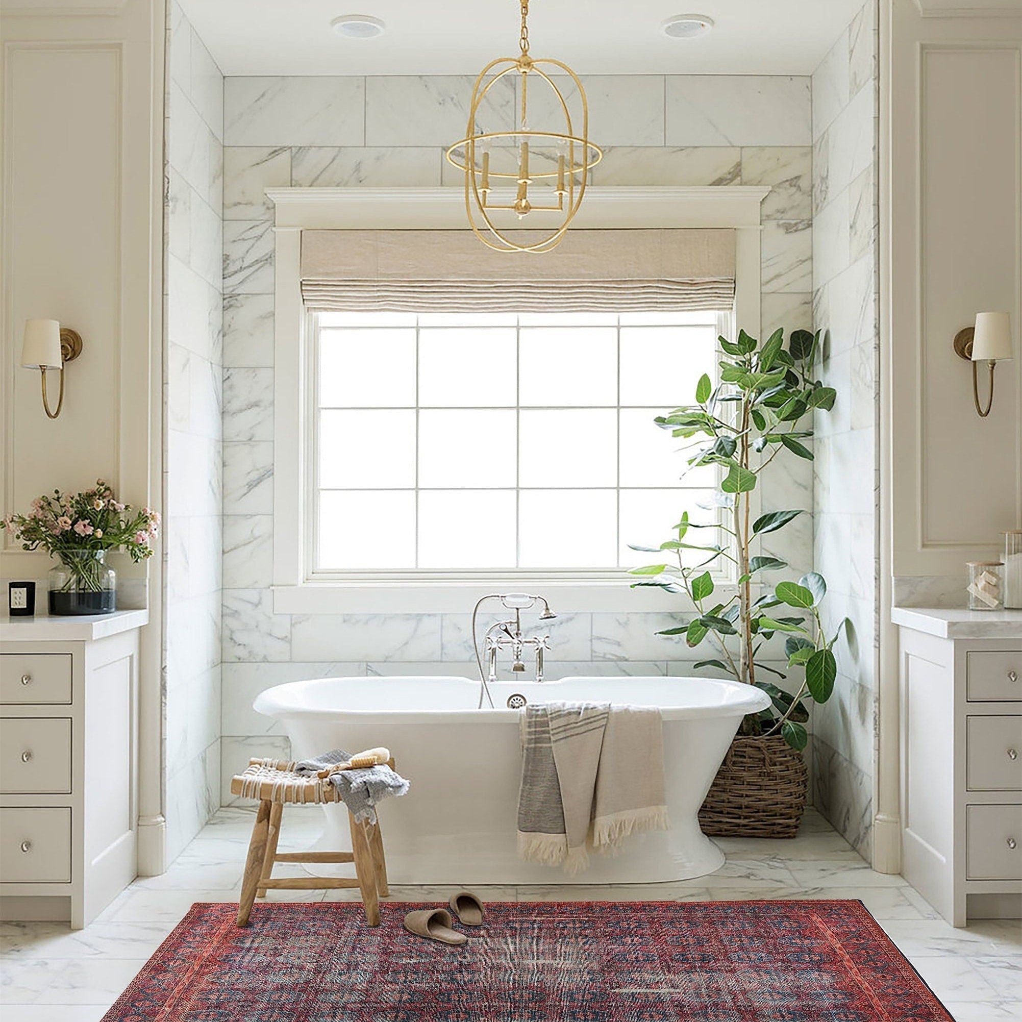 Fulia Rug Distressed Fuchsia Pink Red Rug