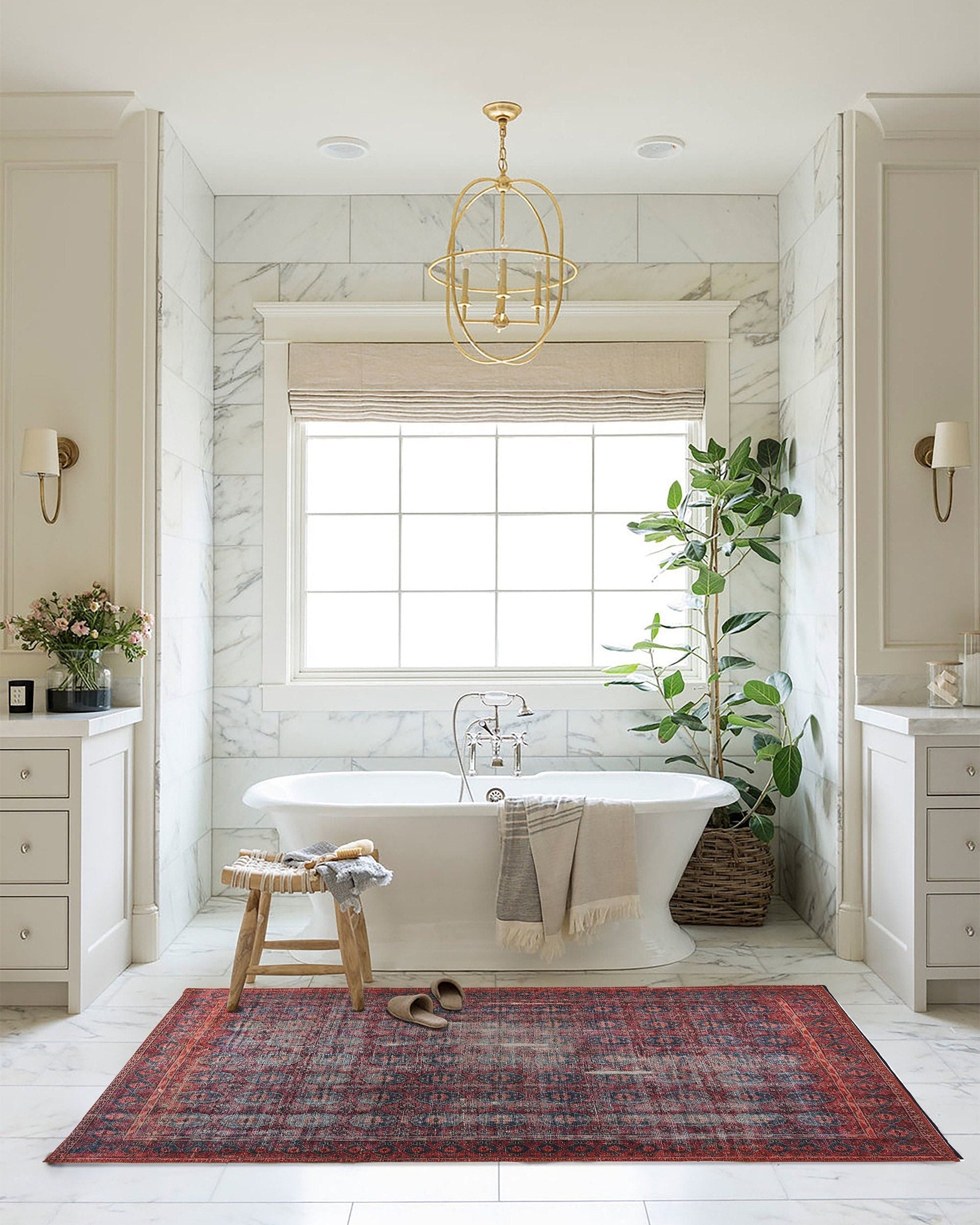 Fulia Rug Distressed Fuchsia Pink Red Rug