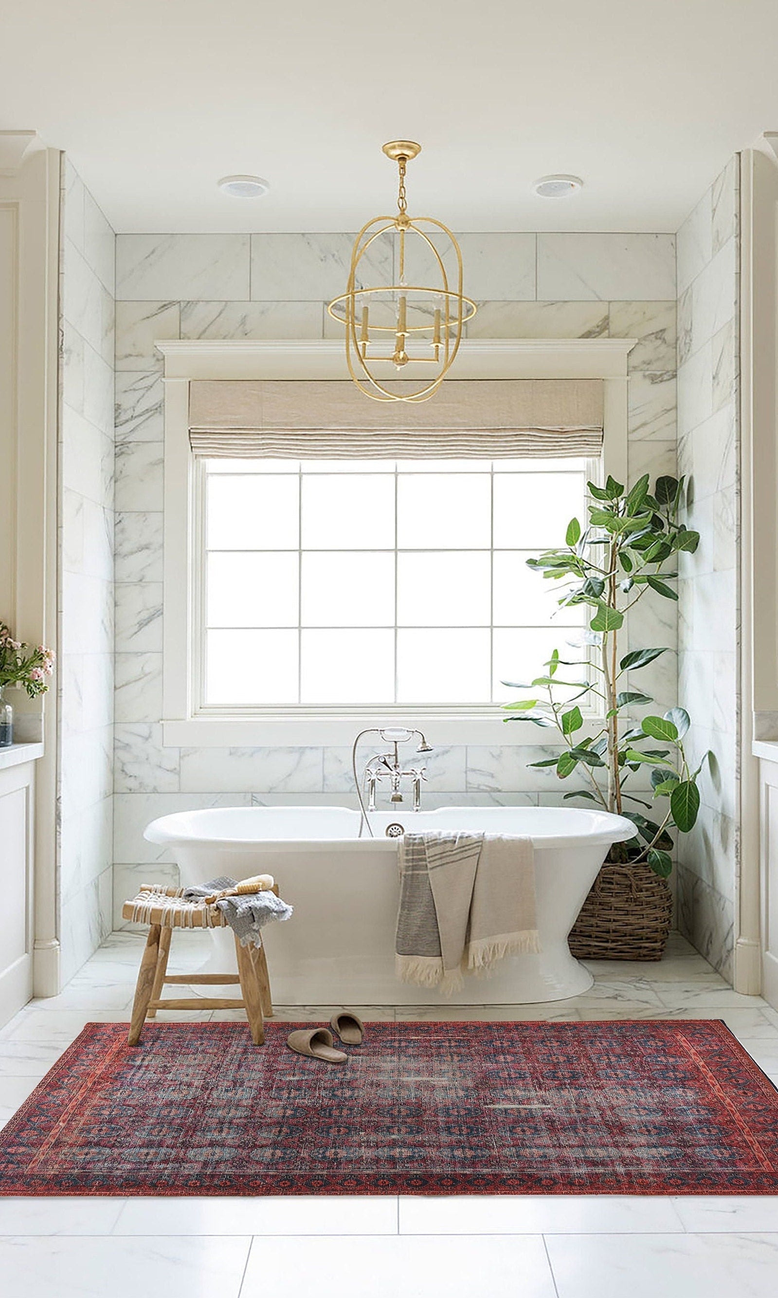 Fulia Rug Distressed Fuchsia Pink Red Rug