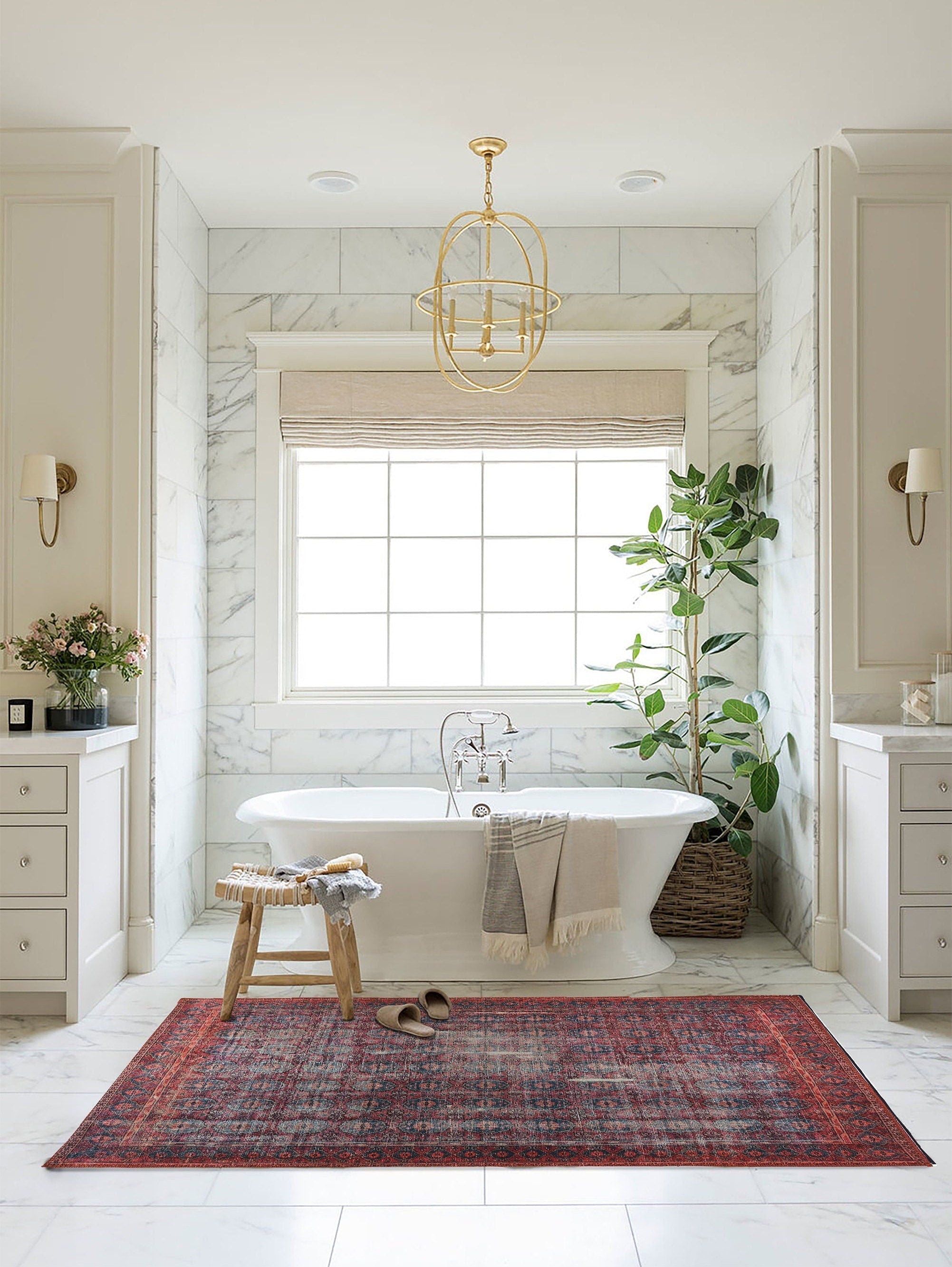 Fulia Rug Distressed Fuchsia Pink Red Rug