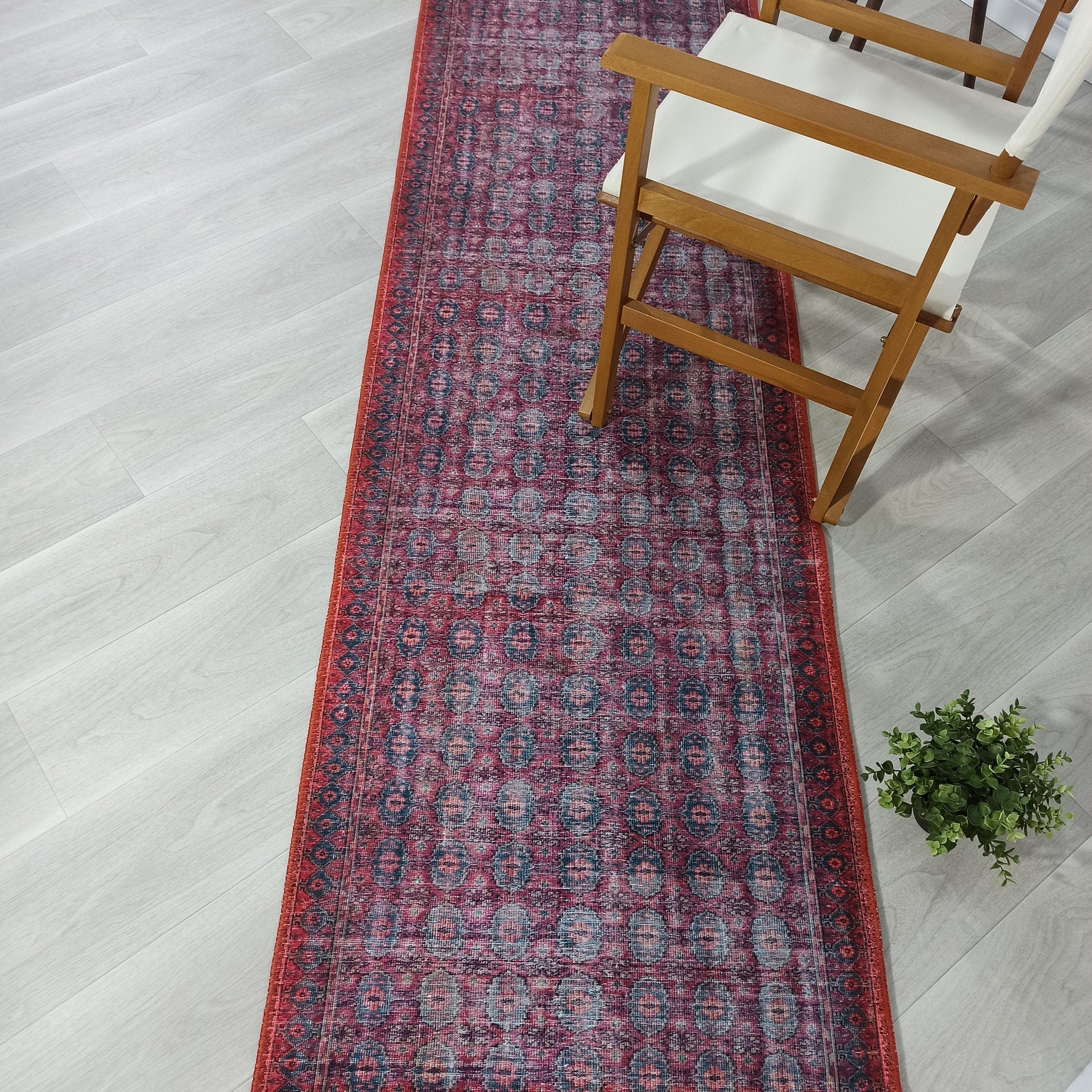 Fulia Rug Distressed Fuchsia Pink Red Rug