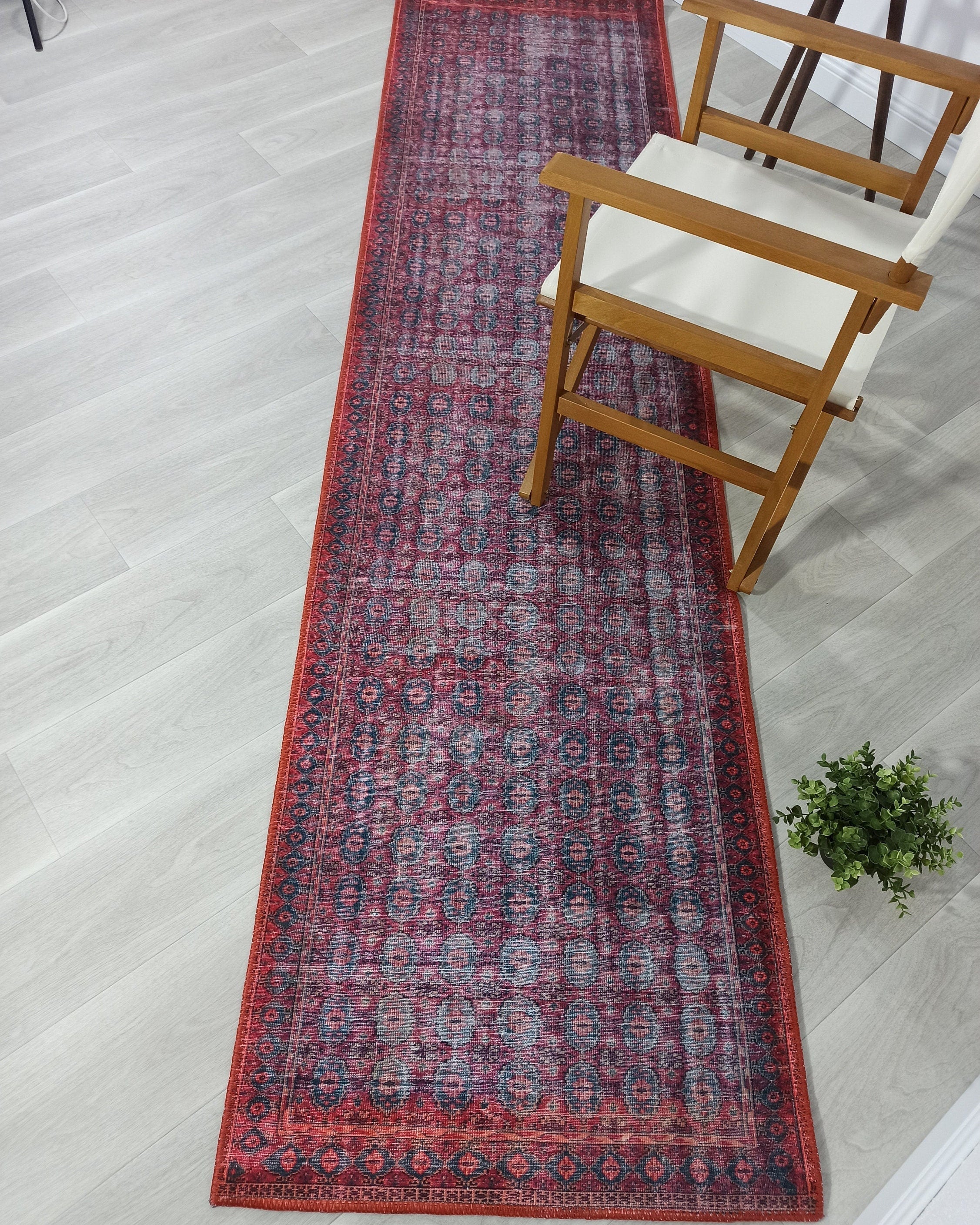 Fulia Rug Distressed Fuchsia Pink Red Rug