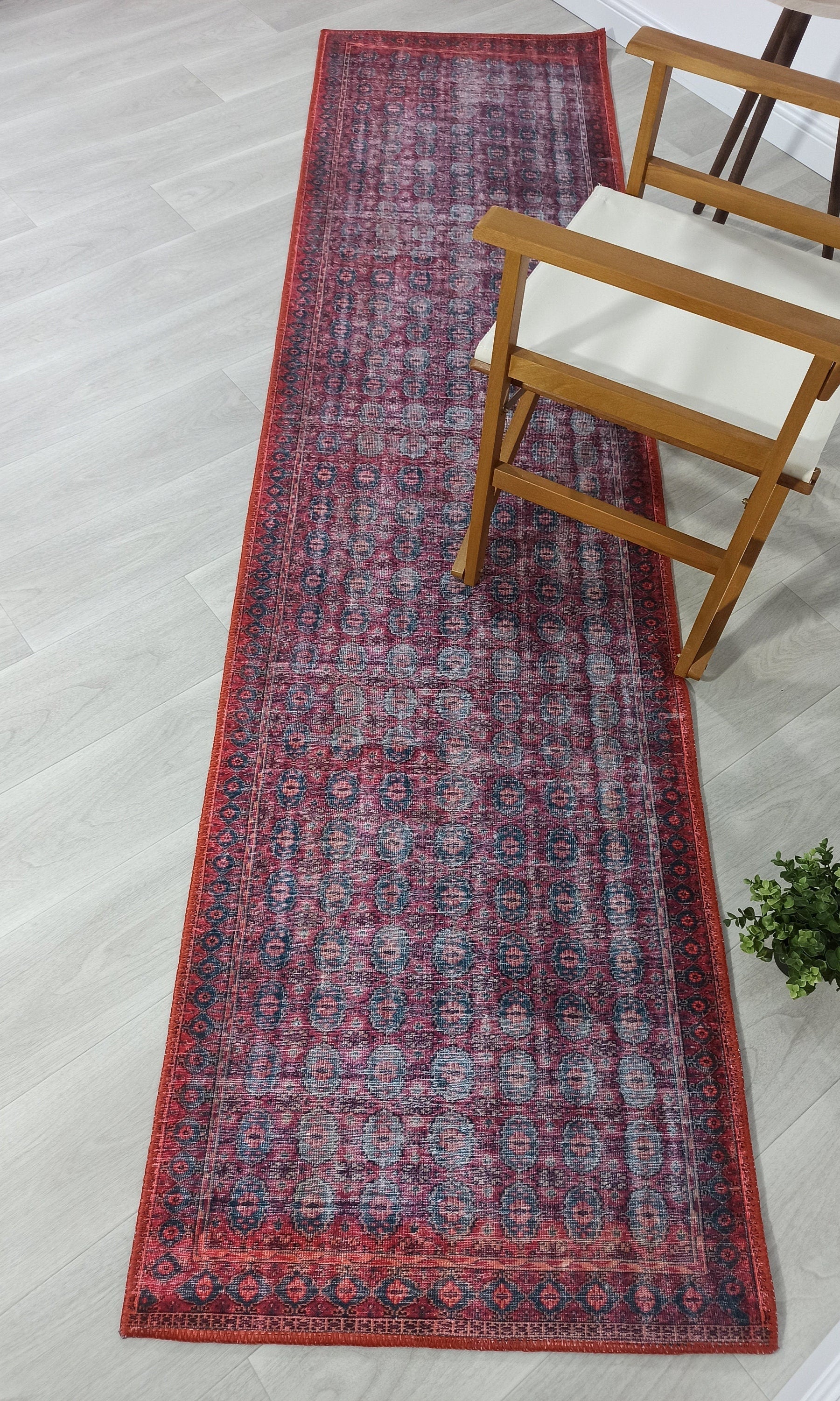 Fulia Rug Distressed Fuchsia Pink Red Rug