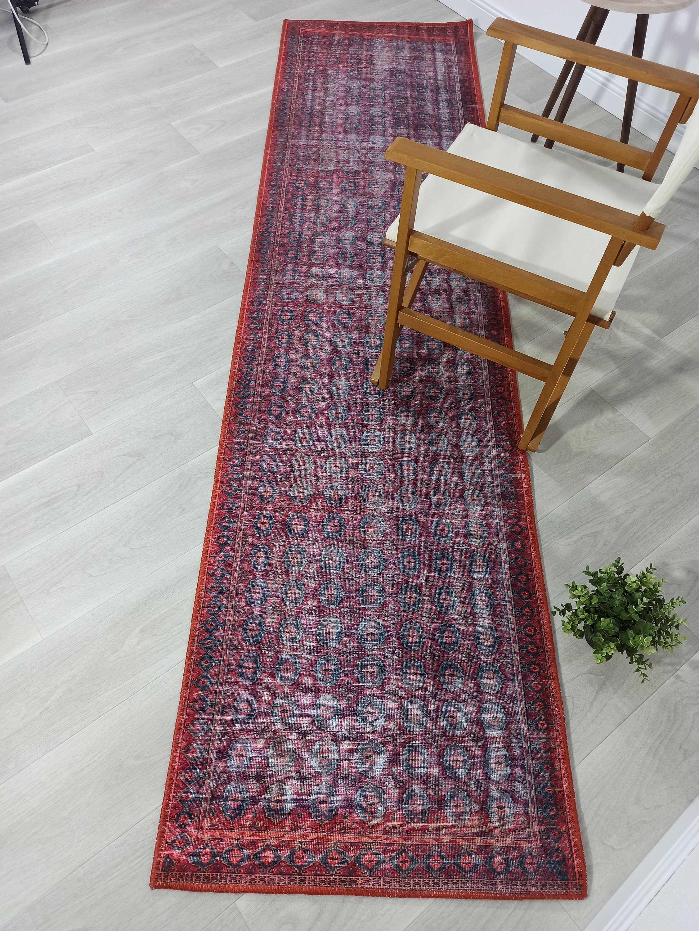 Fulia Rug Distressed Fuchsia Pink Red Rug