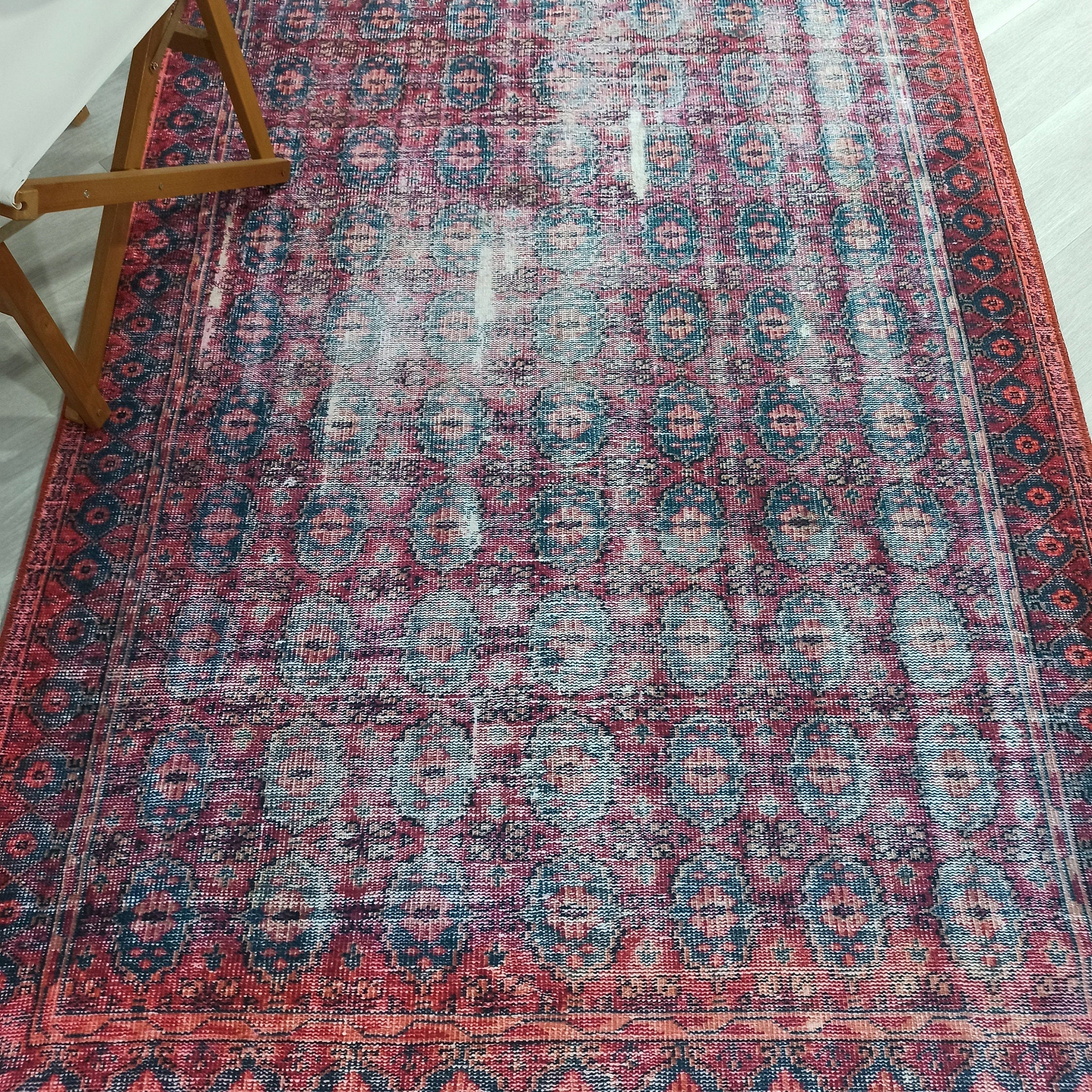 Fulia Rug Distressed Fuchsia Pink Red Rug