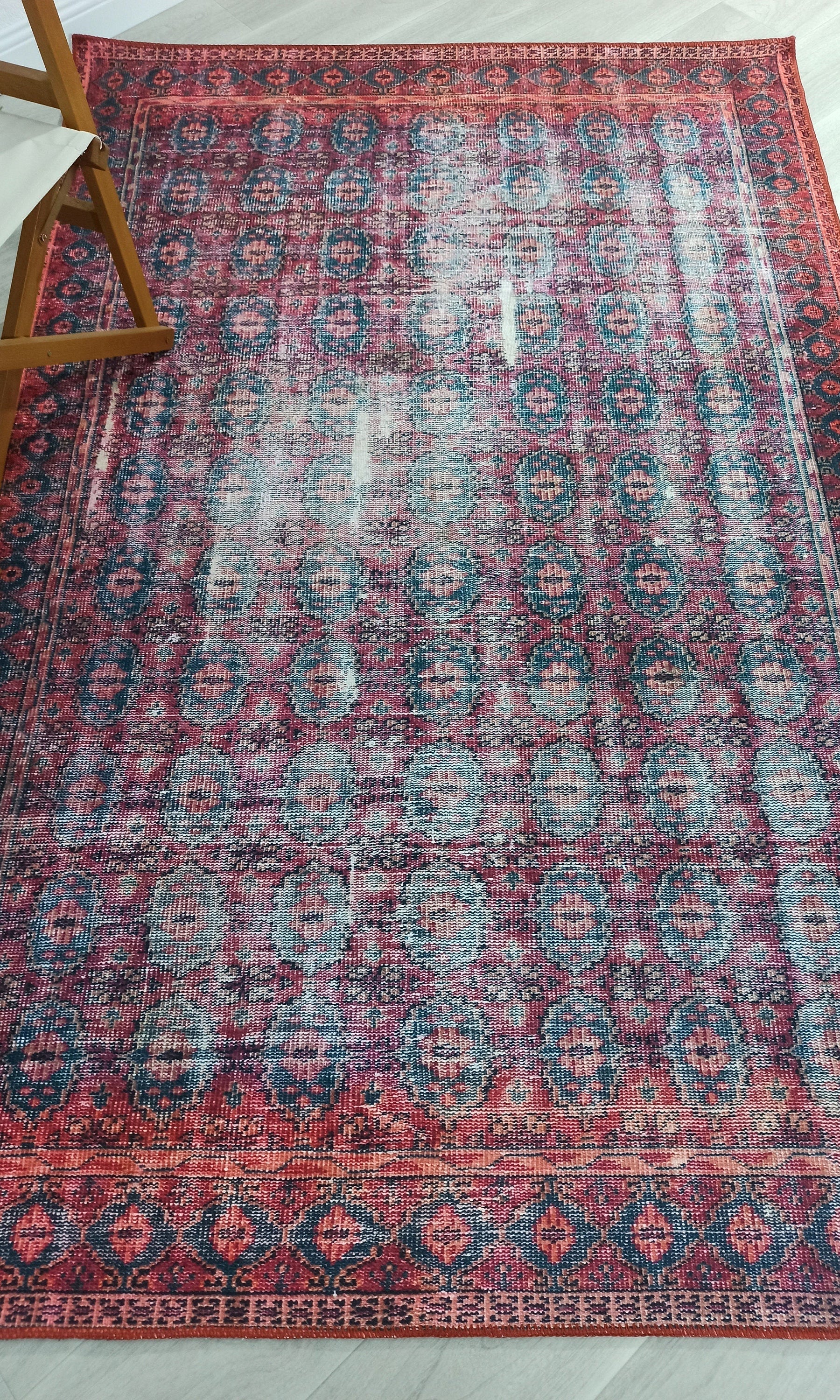 Fulia Rug Distressed Fuchsia Pink Red Rug