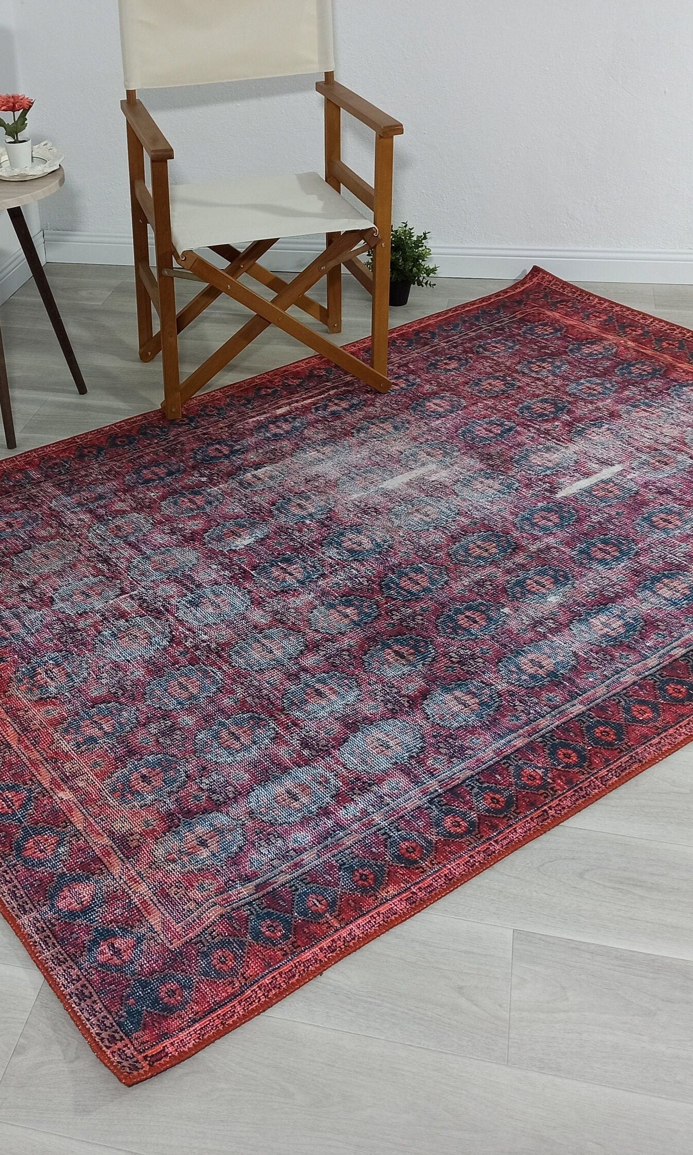 Fulia Rug Distressed Fuchsia Pink Red Rug