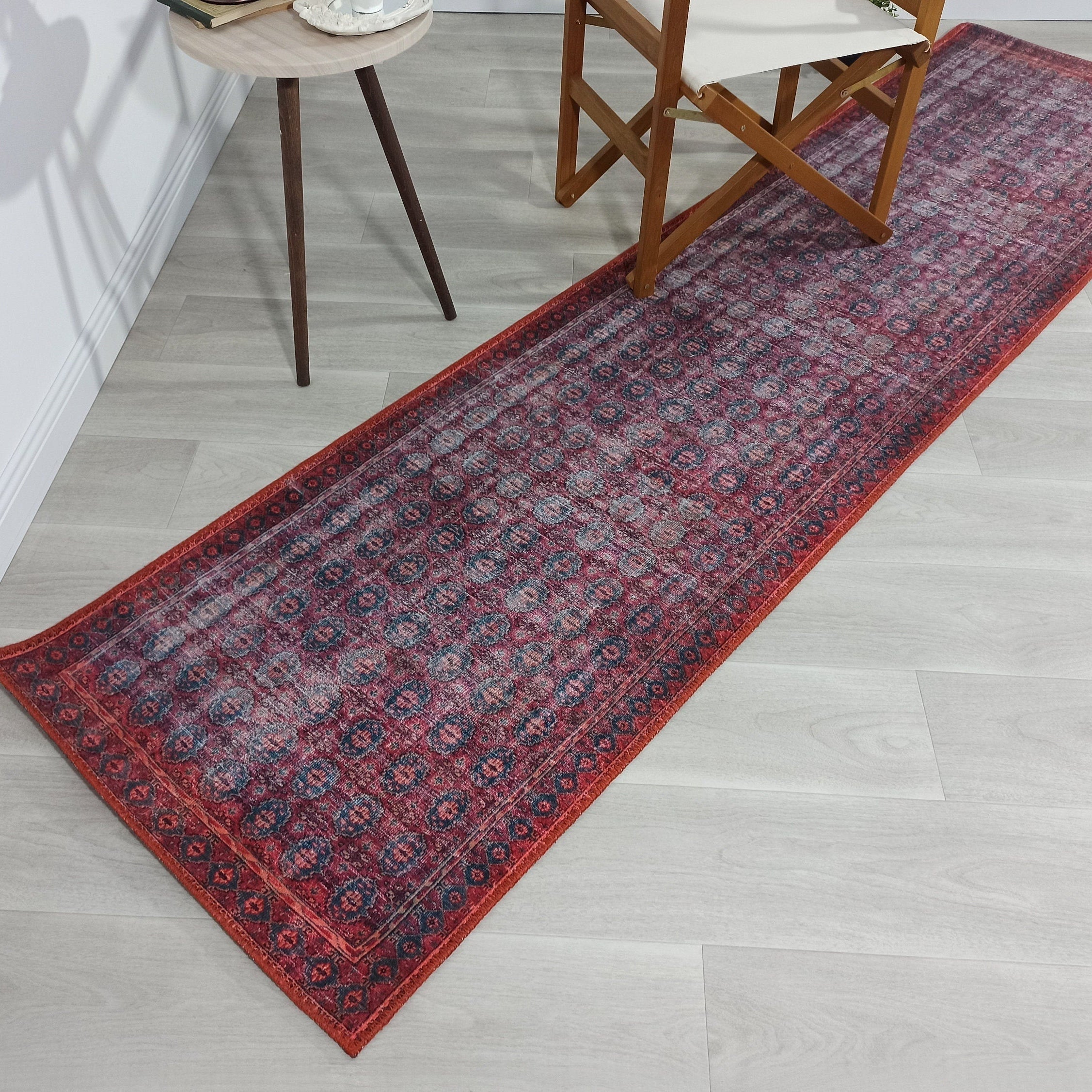 Fulia Rug Distressed Fuchsia Pink Red Rug