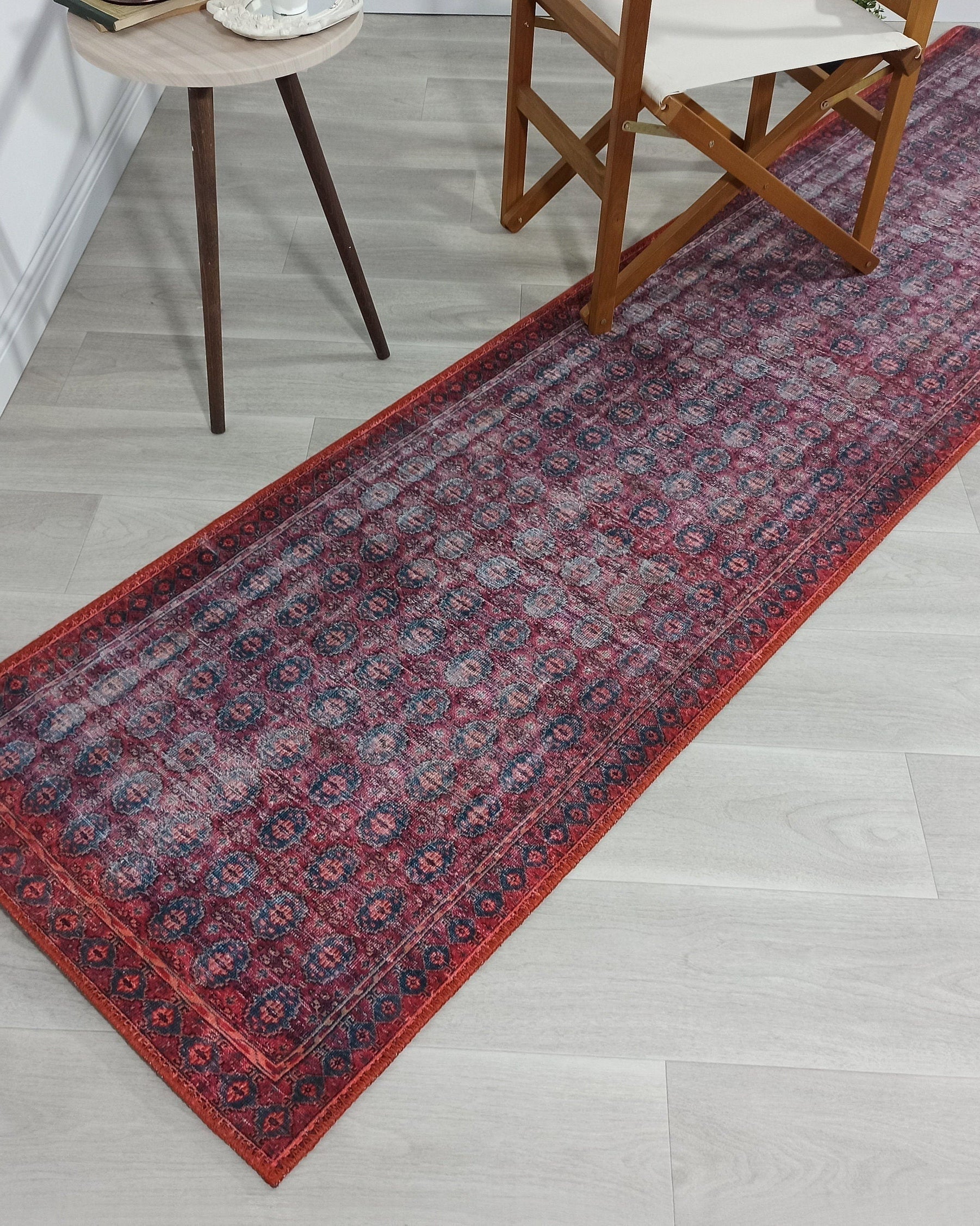 Fulia Rug Distressed Fuchsia Pink Red Rug