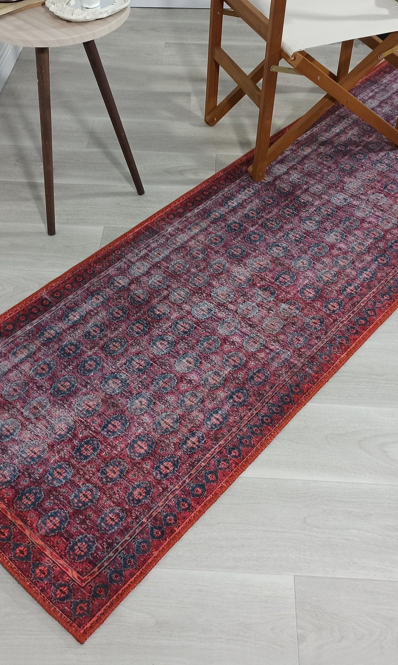 Fulia Rug Distressed Fuchsia Pink Red Rug