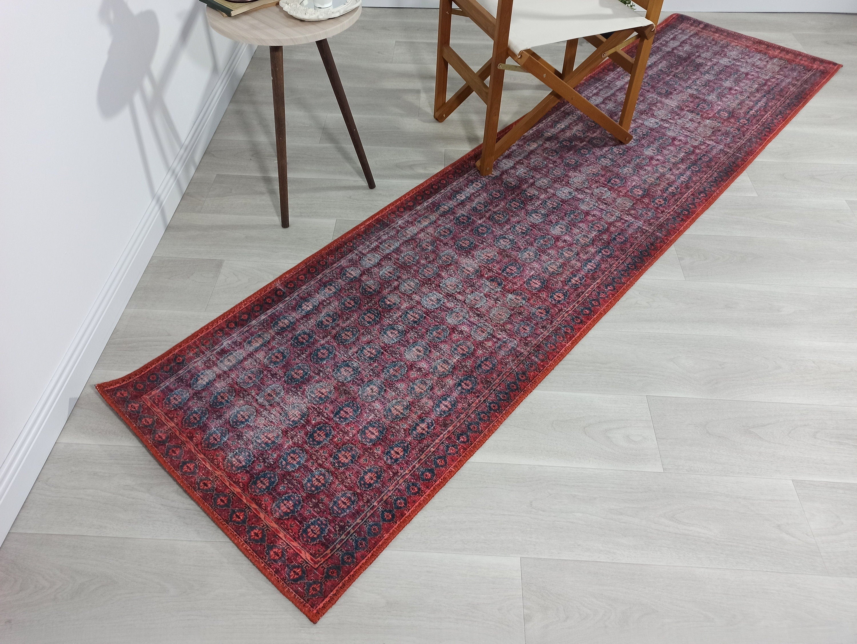 Fulia Rug Distressed Fuchsia Pink Red Rug