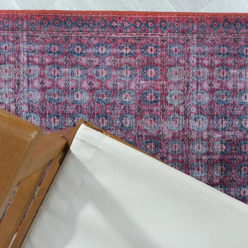 Fulia Rug Distressed Fuchsia Pink Red Rug