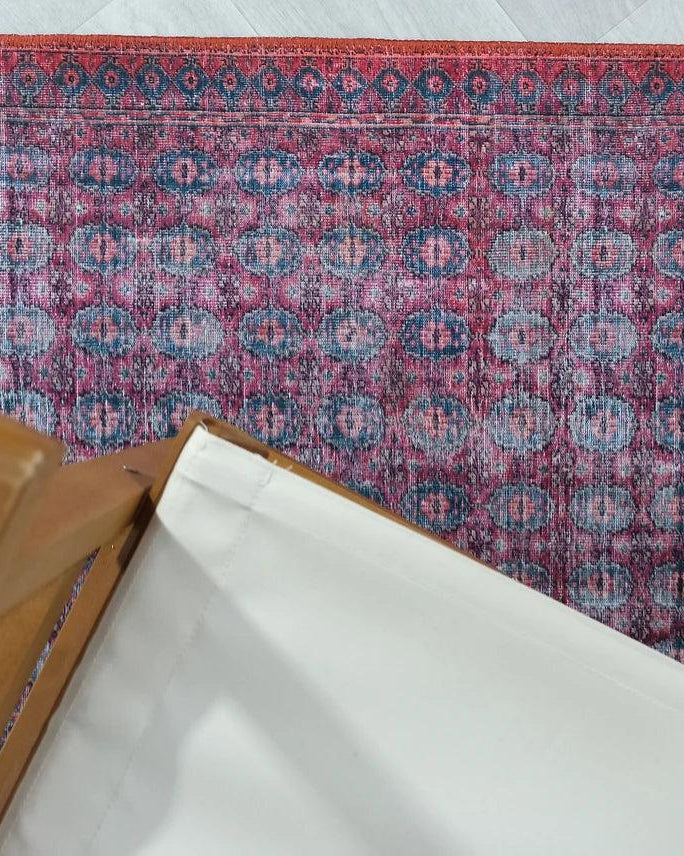 Fulia Rug Distressed Fuchsia Pink Red Rug