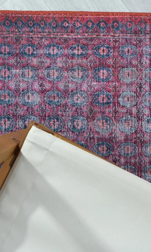 Fulia Rug Distressed Fuchsia Pink Red Rug
