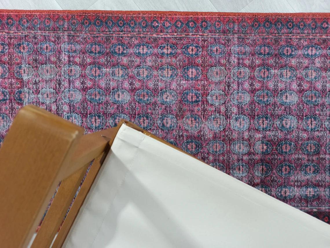 Fulia Rug Distressed Fuchsia Pink Red Rug