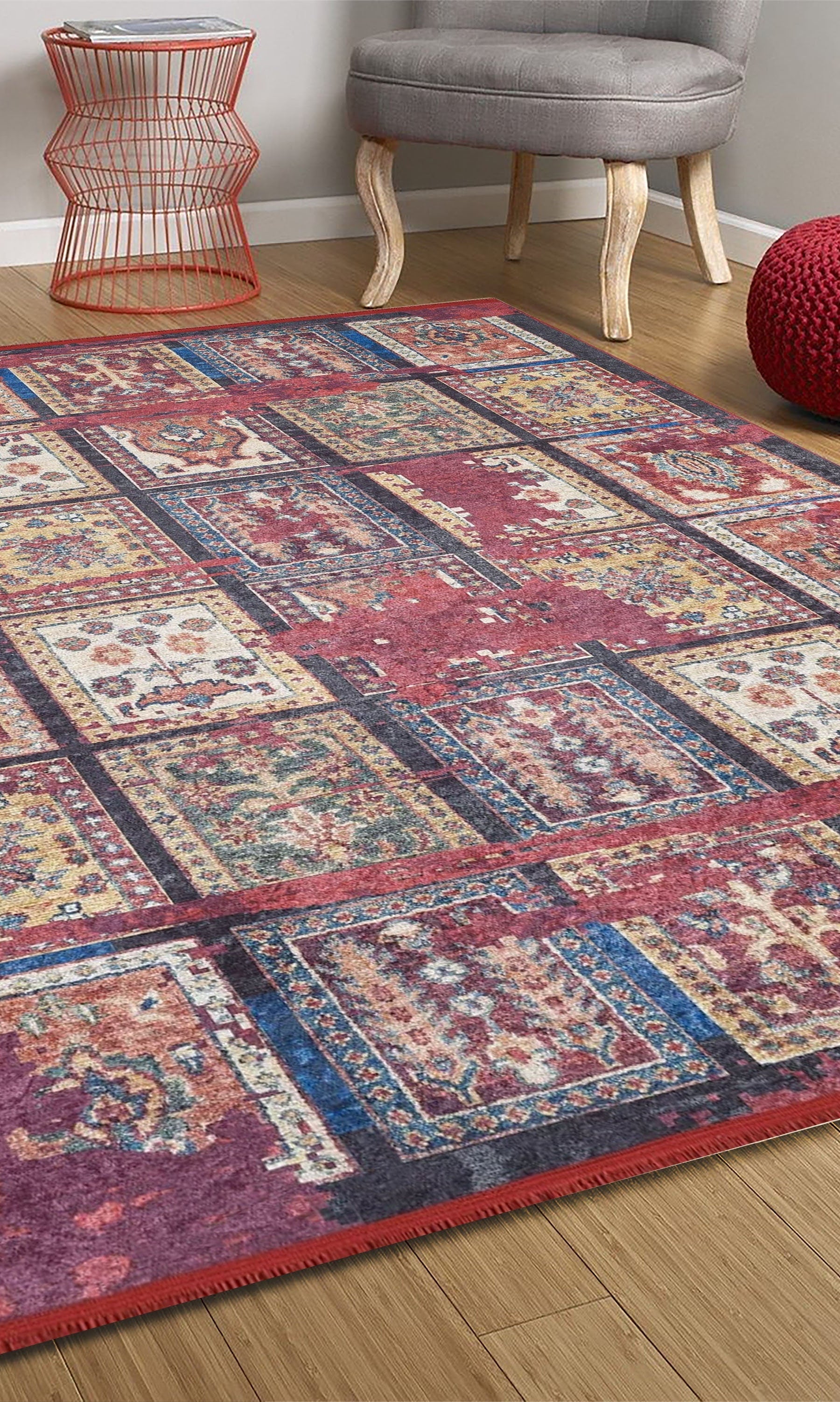 Fulla Antique Red Distressed Turkish Rug