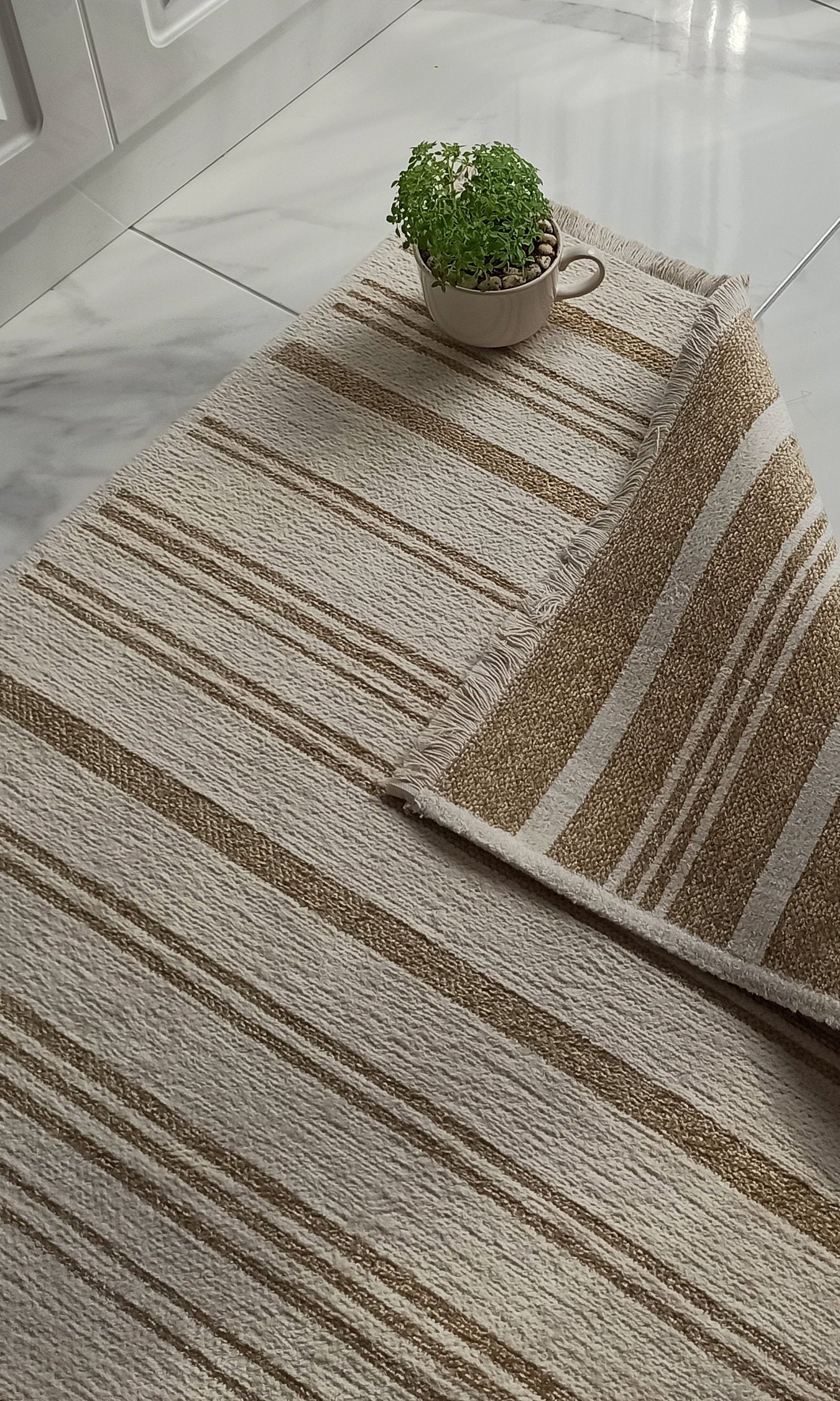 Gama Reversible Kilim Beige & White Rug