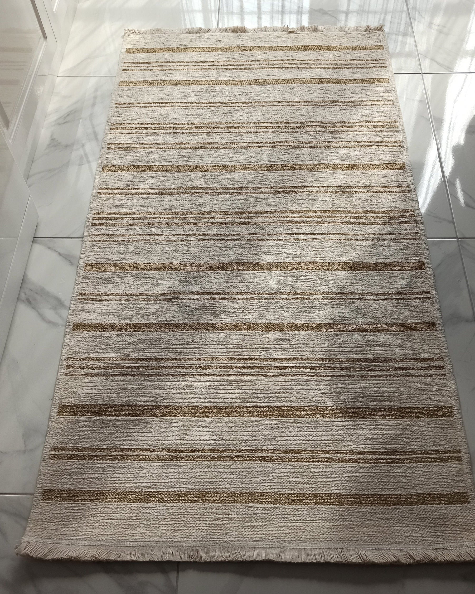 Gama Reversible Kilim Beige & White Rug
