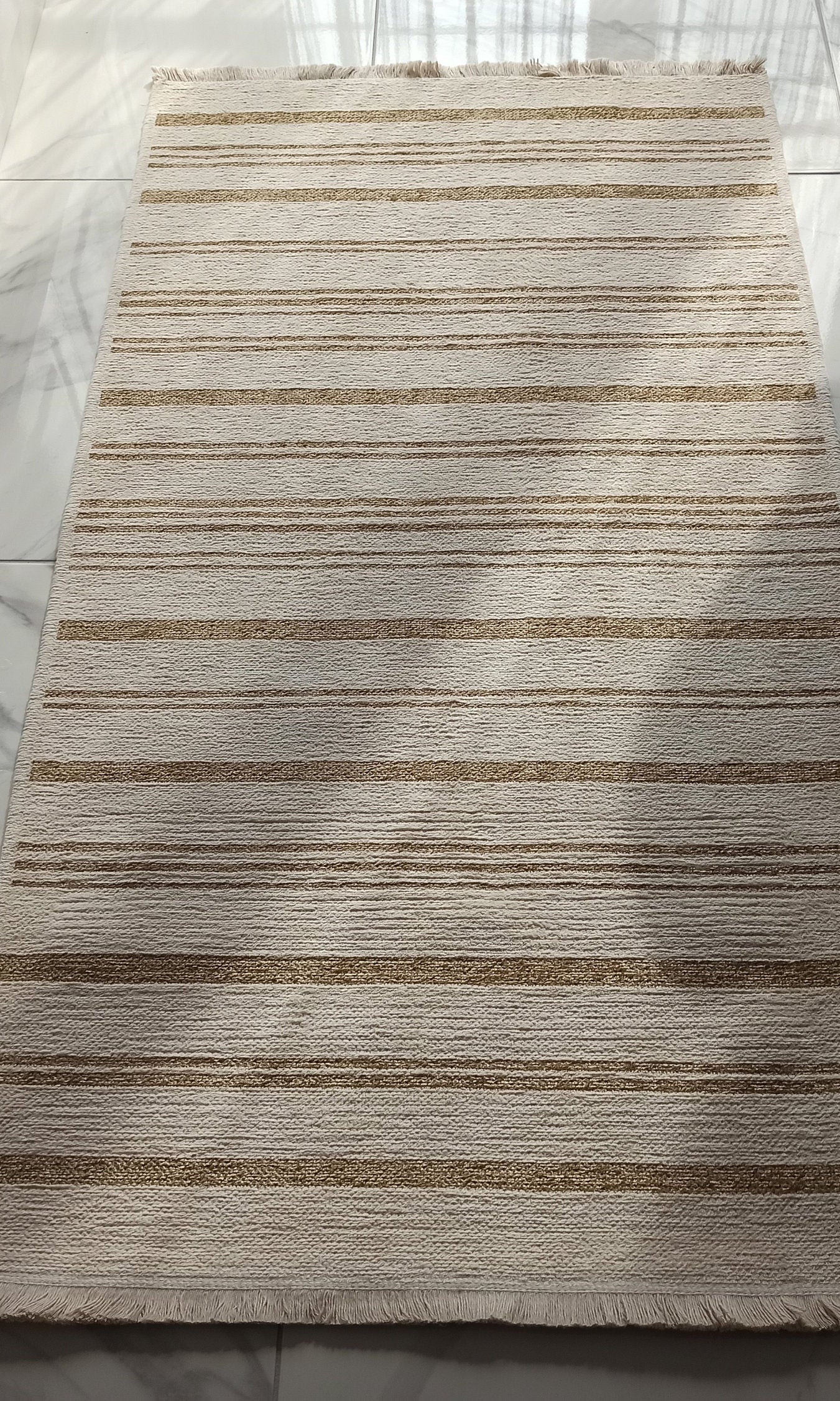 Gama Reversible Kilim Beige & White Rug