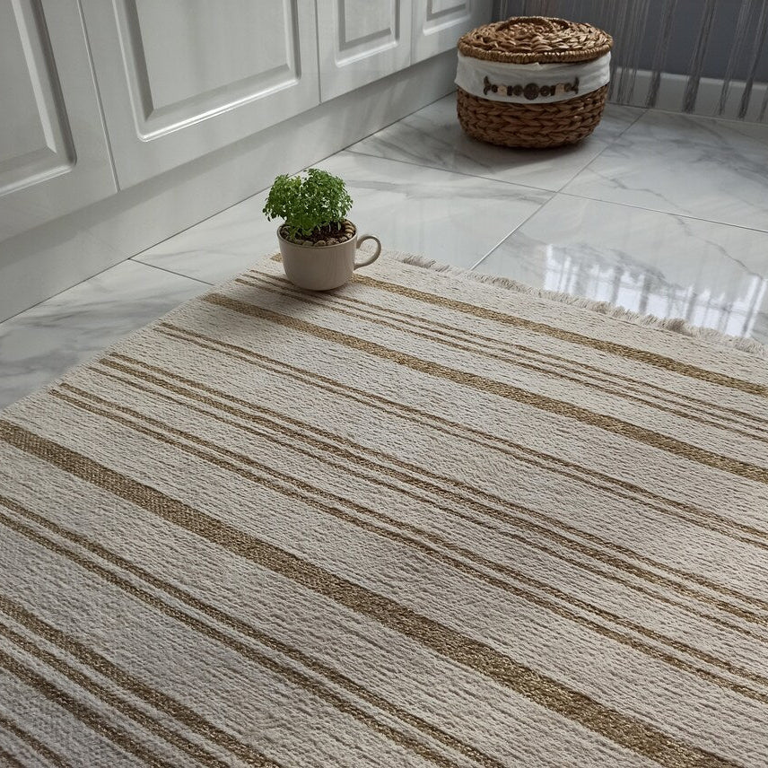 Gama Reversible Kilim Beige & White Rug