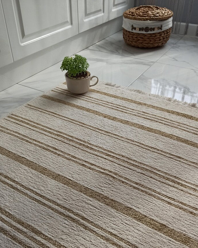 Gama Reversible Kilim Beige & White Rug