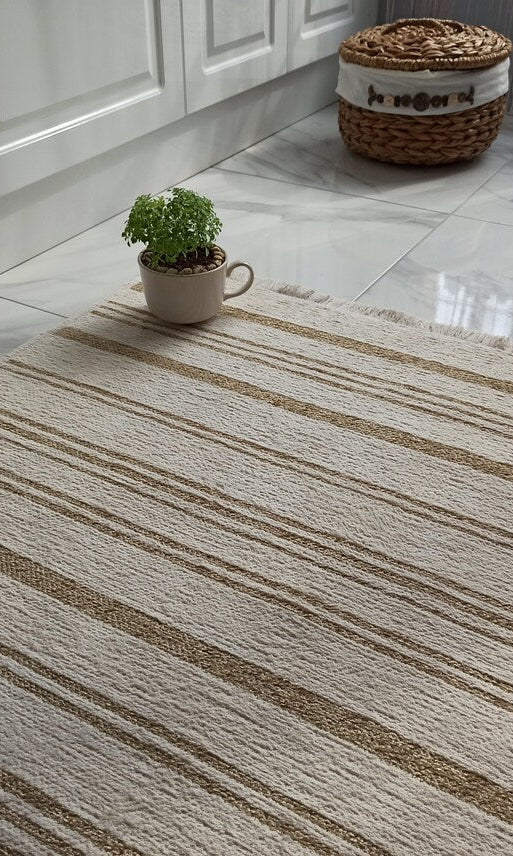 Gama Reversible Kilim Beige & White Rug