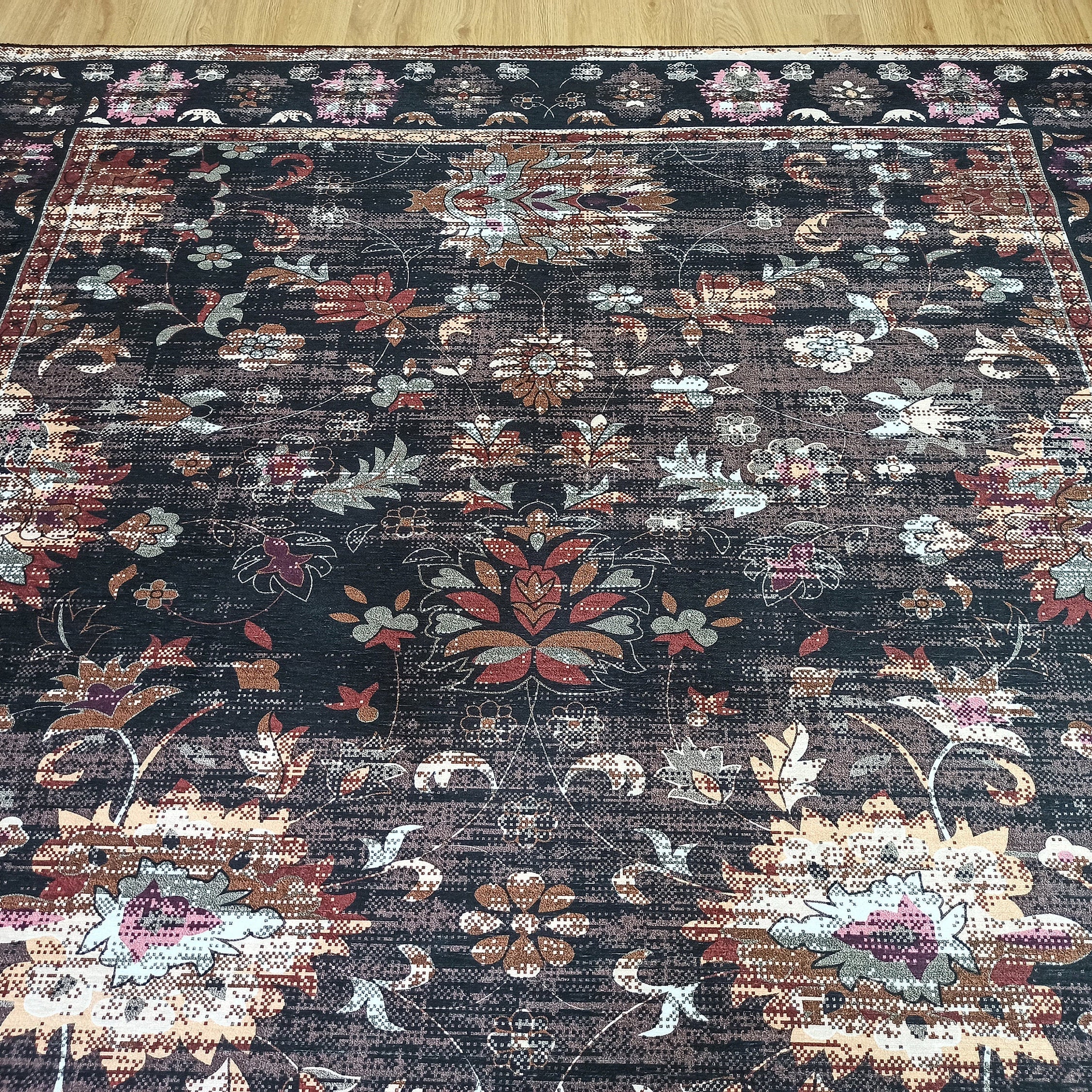 Glorya Rug Persian Faded Black Brown Rug