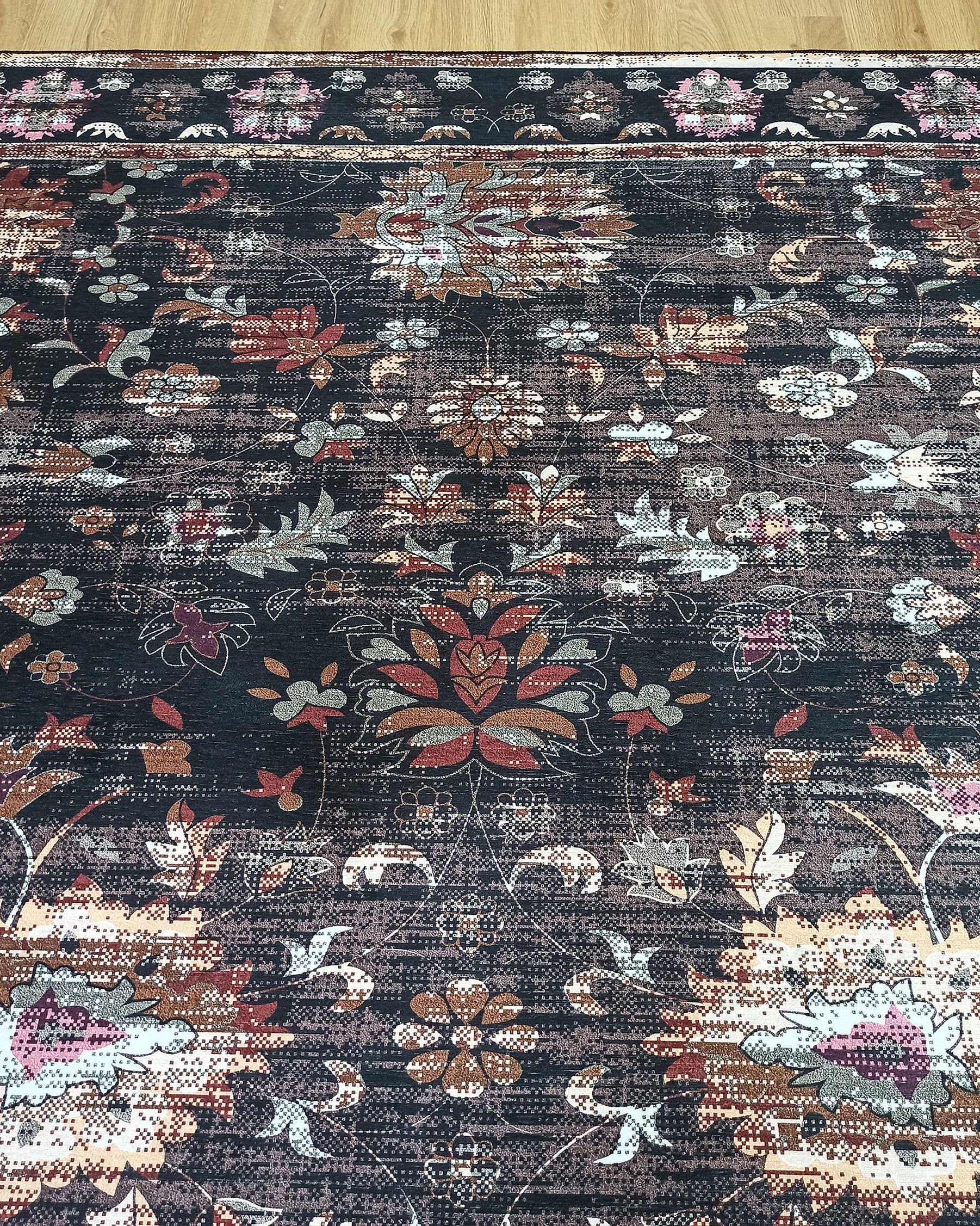 Glorya Rug Persian Faded Black Brown Rug