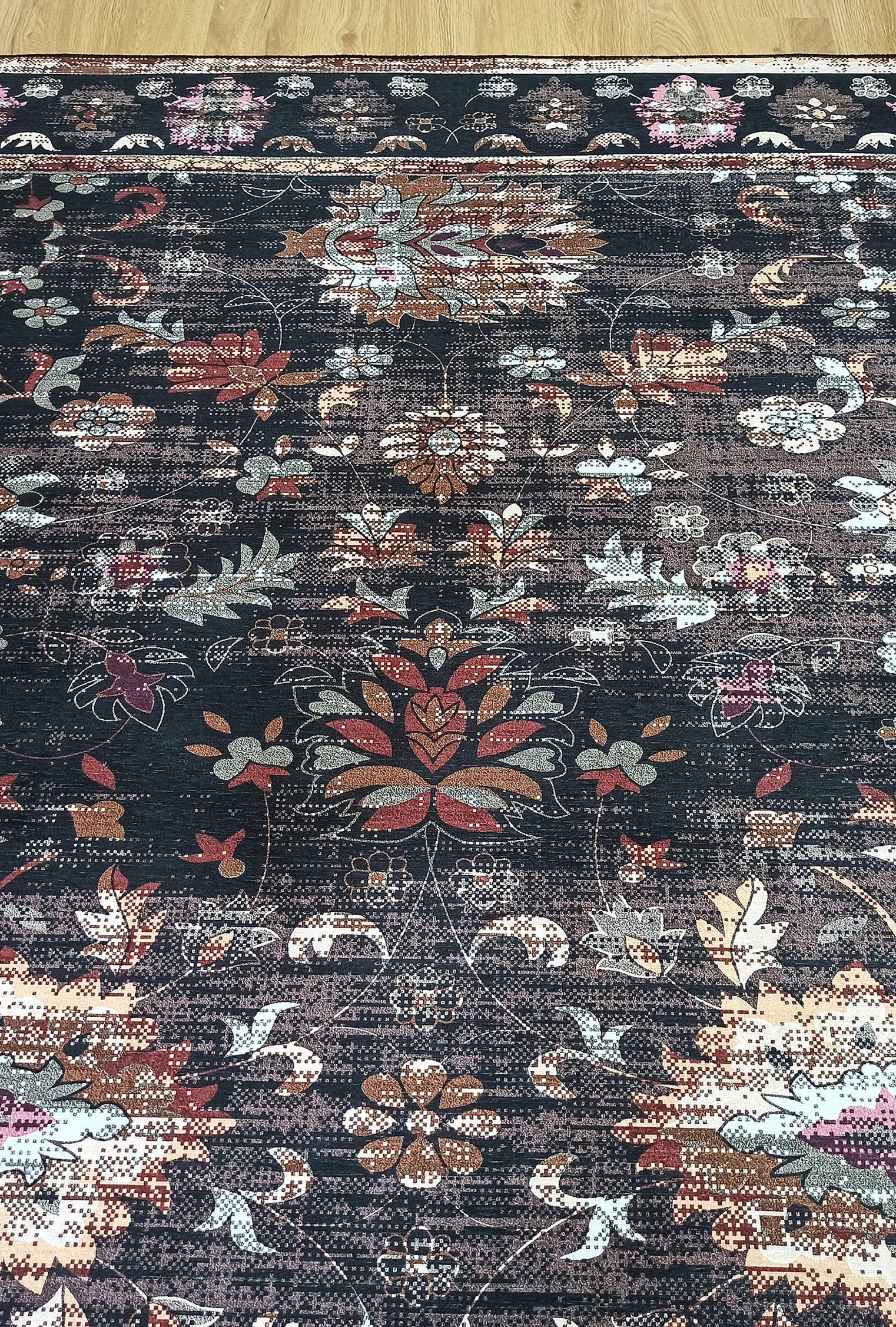 Glorya Rug Persian Faded Black Brown Rug