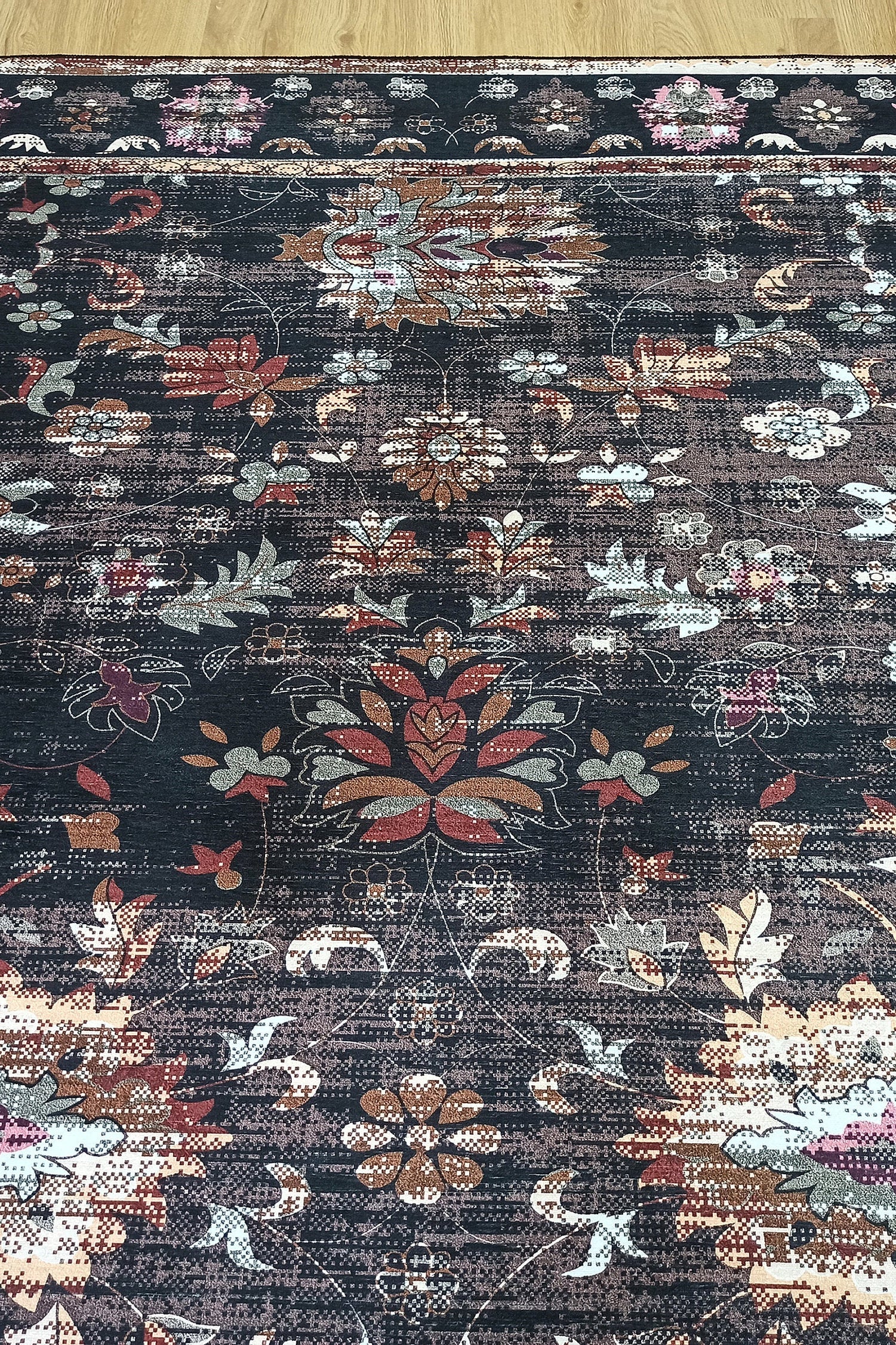 Glorya Rug Persian Faded Black Brown Rug