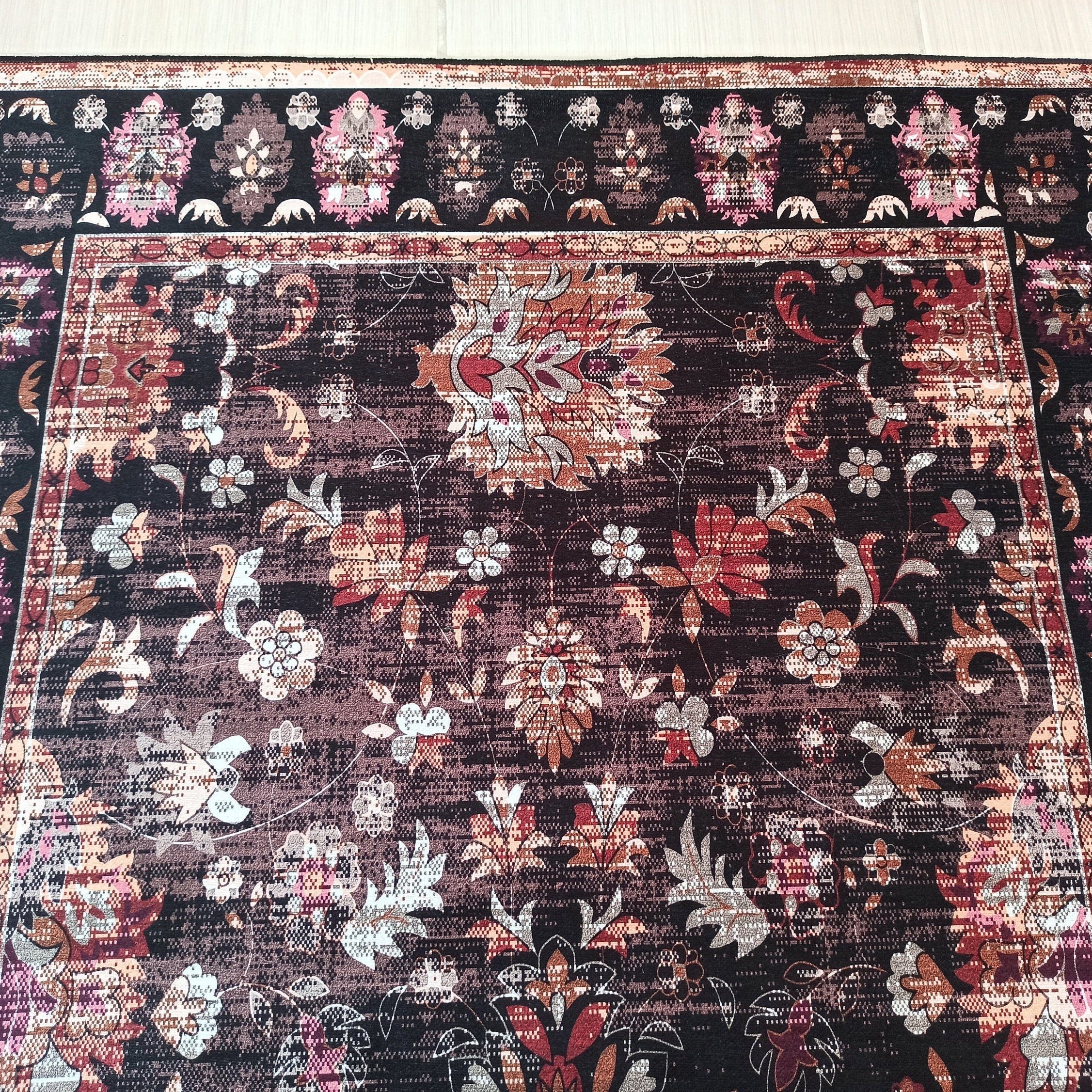 Glorya Rug Persian Faded Black Brown Rug