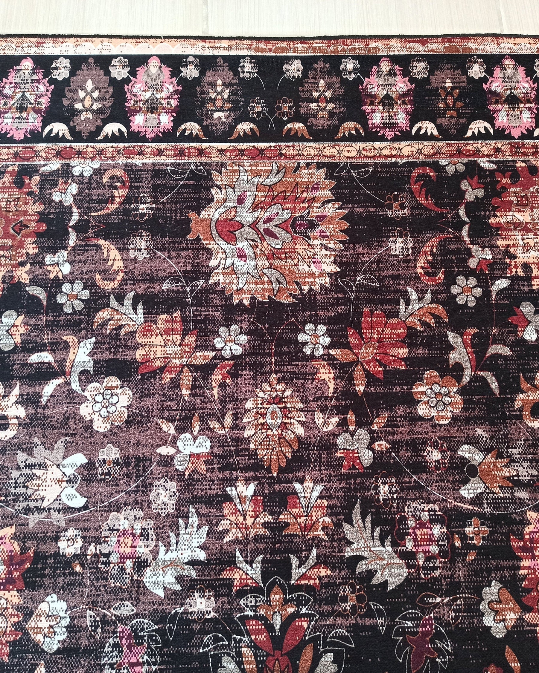 Glorya Rug Persian Faded Black Brown Rug