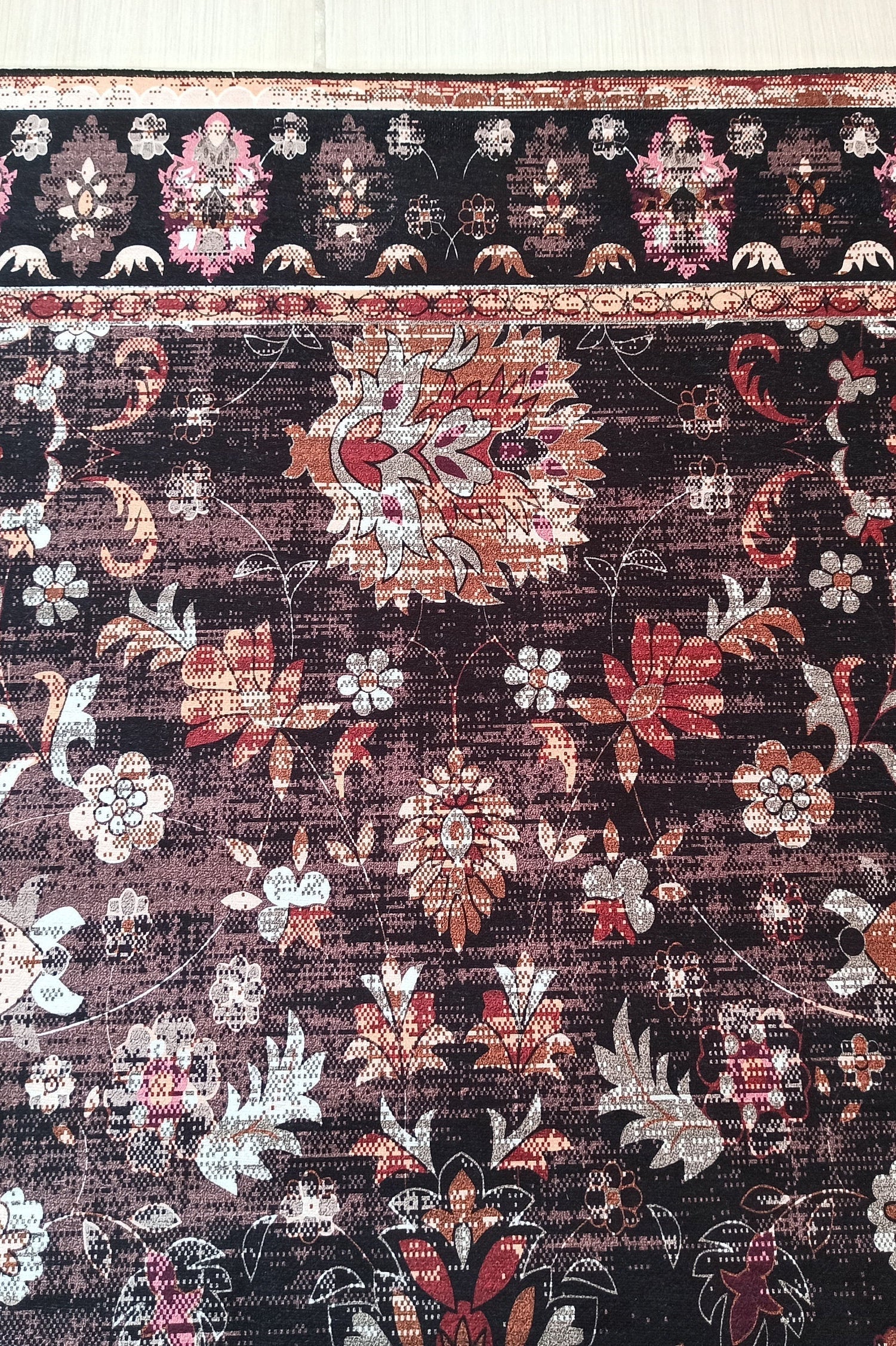 Glorya Rug Persian Faded Black Brown Rug