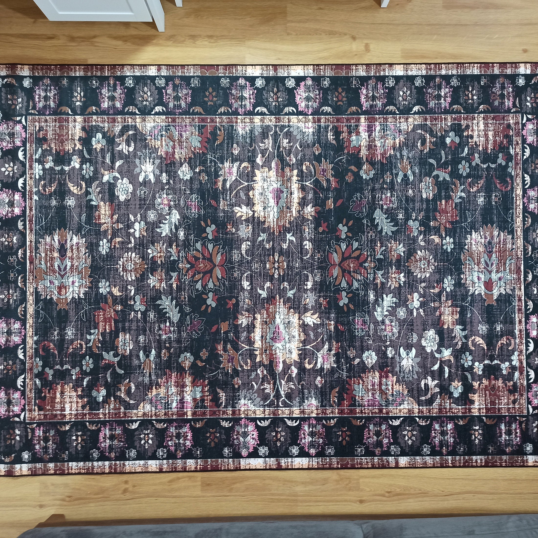 Glorya Rug Persian Faded Black Brown Rug