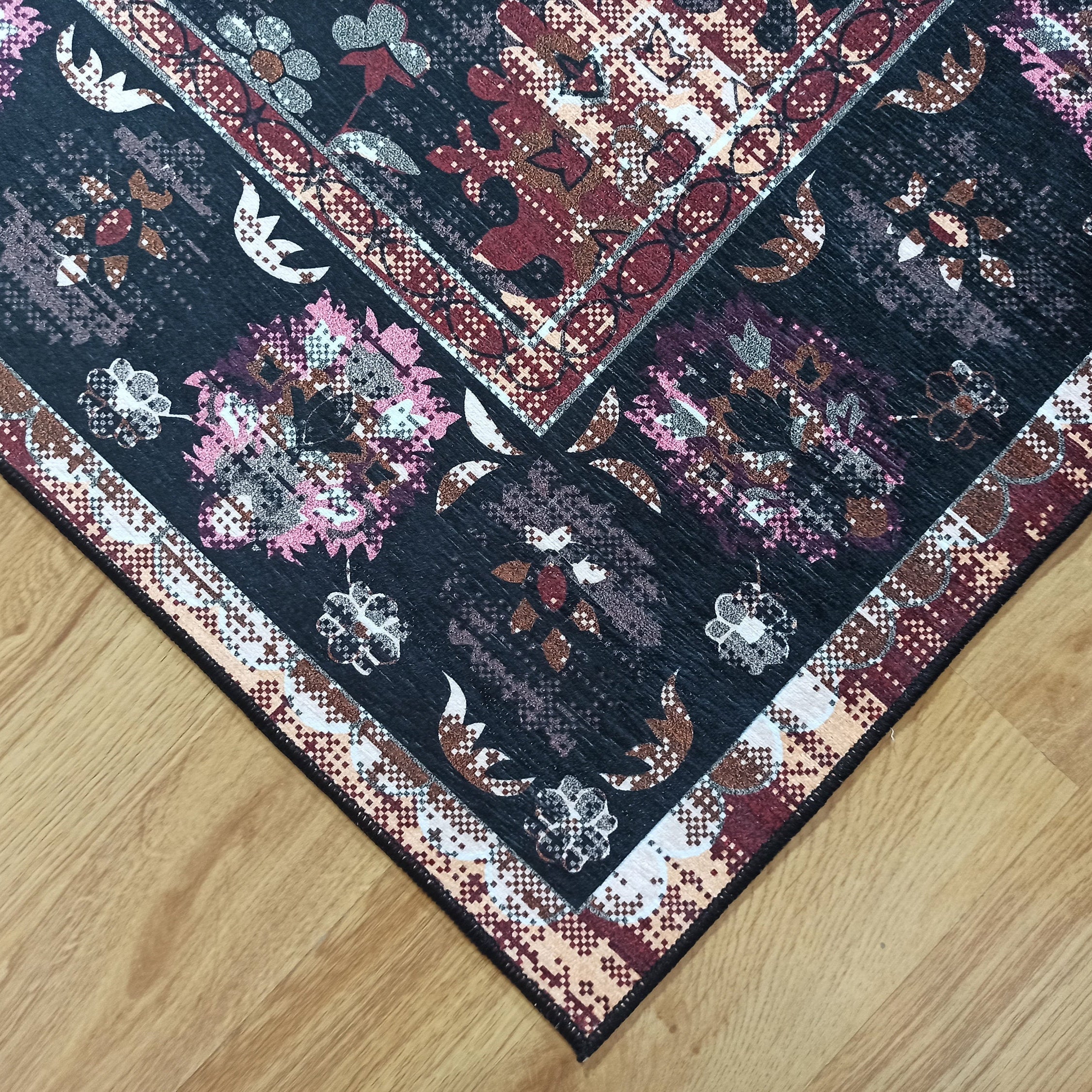 Glorya Rug Persian Faded Black Brown Rug