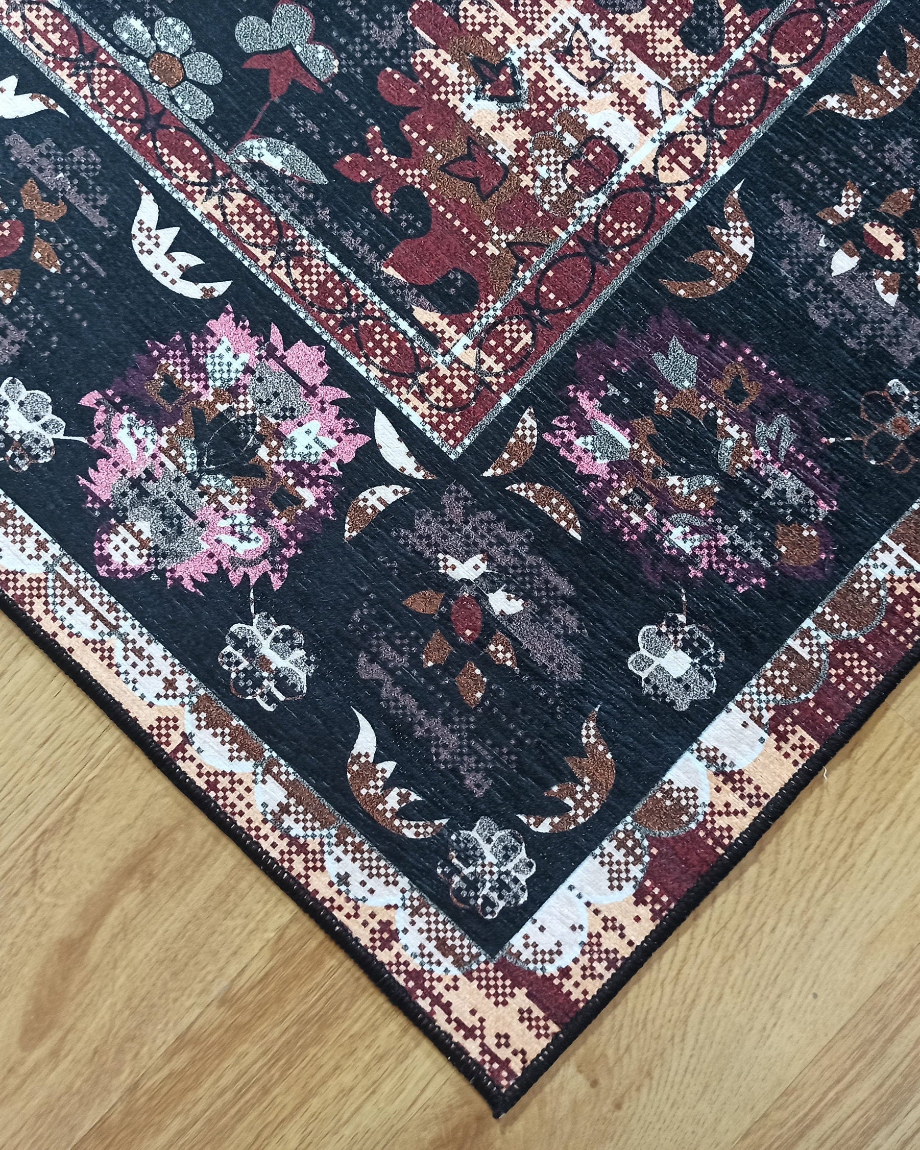 Glorya Rug Persian Faded Black Brown Rug