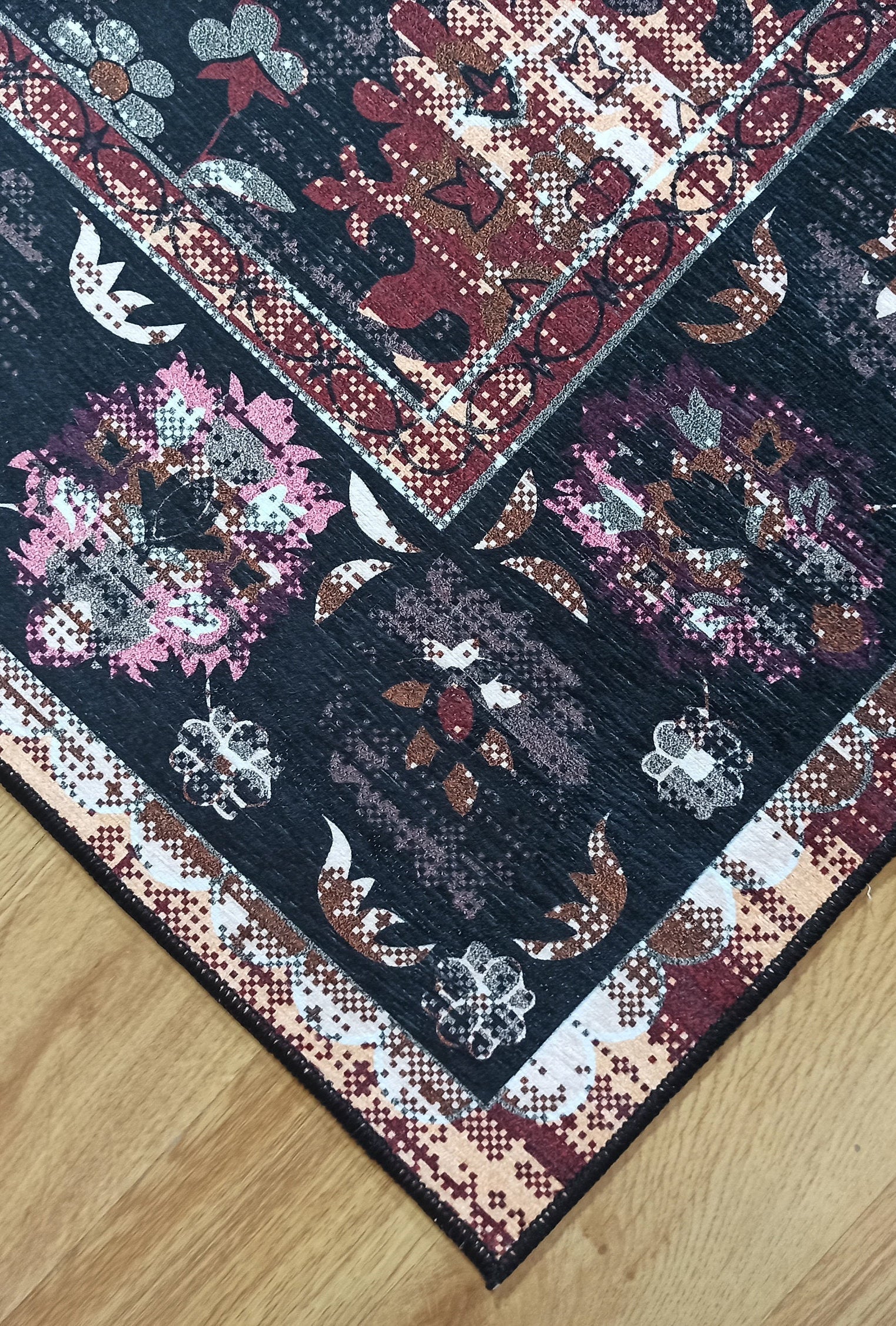 Glorya Rug Persian Faded Black Brown Rug