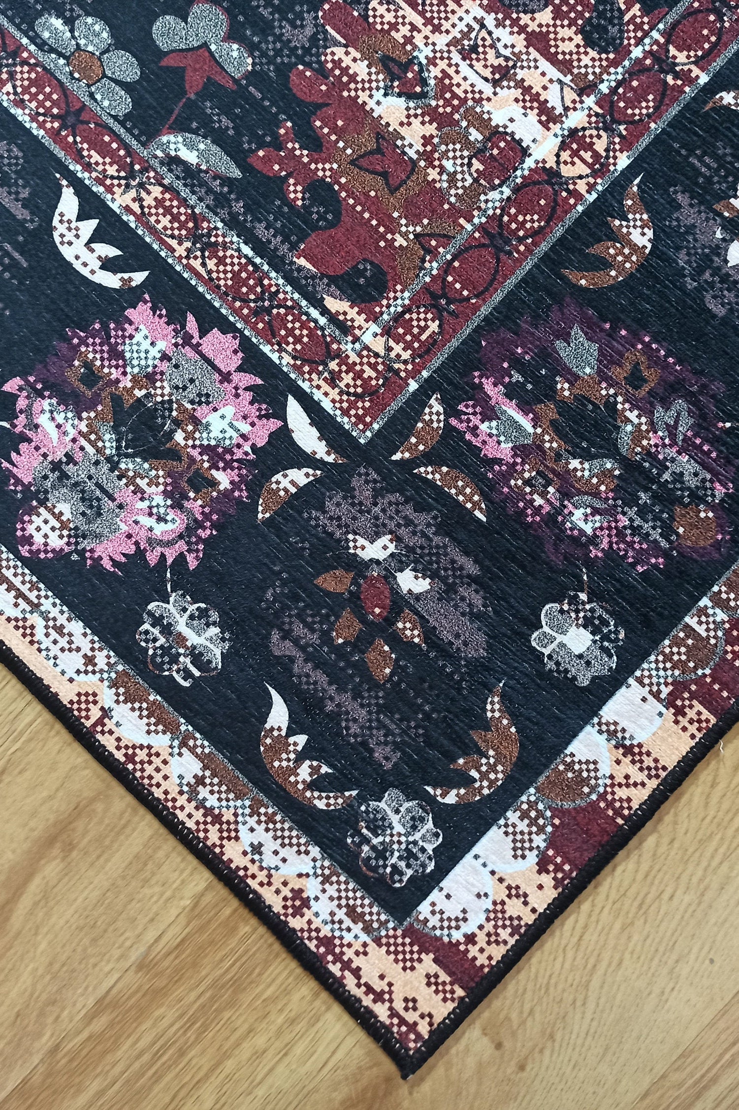 Glorya Rug Persian Faded Black Brown Rug