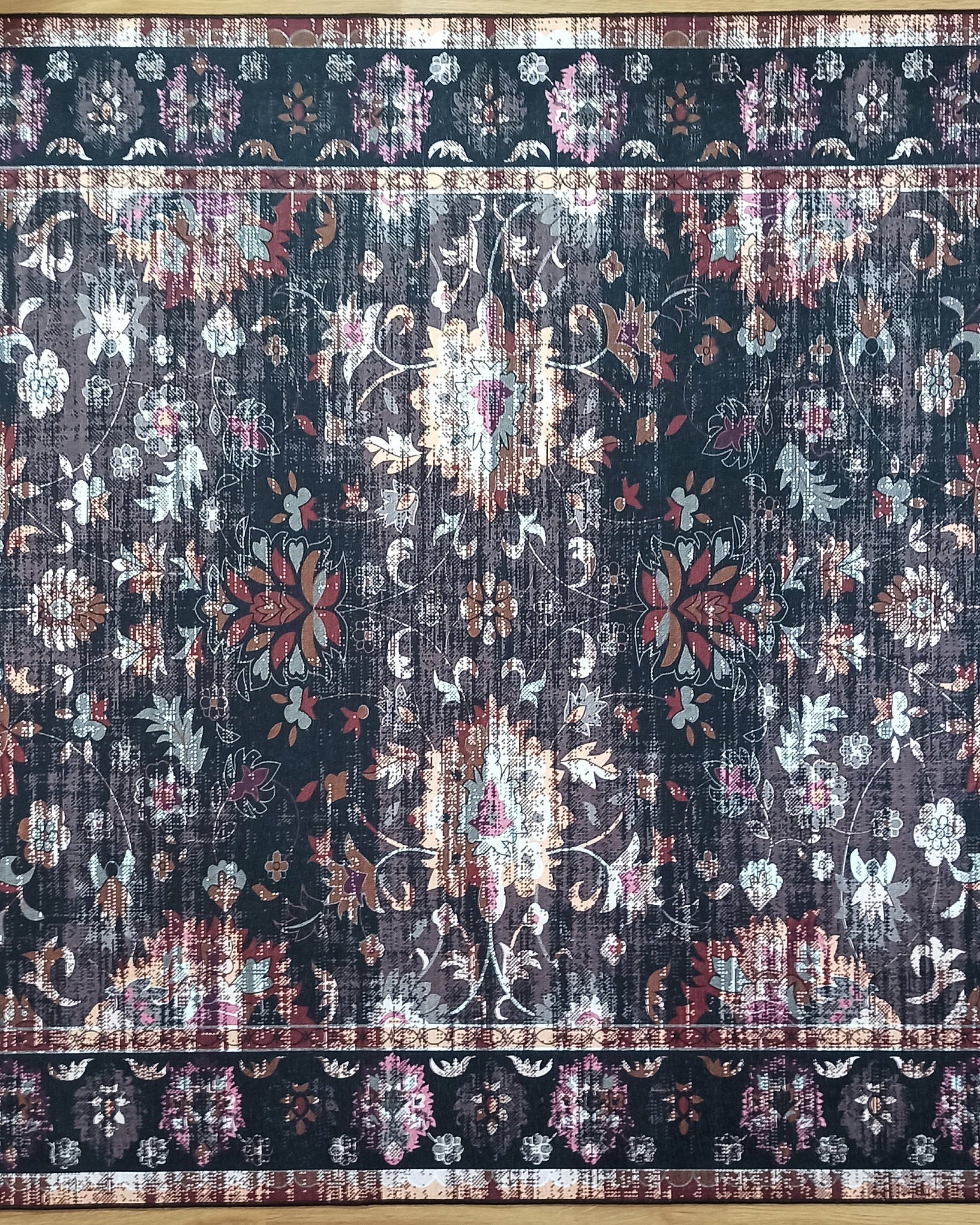 Glorya Rug Persian Faded Black Brown Rug