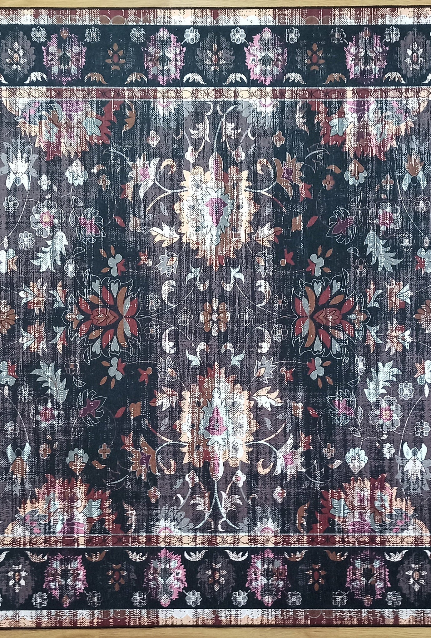 Glorya Rug Persian Faded Black Brown Rug