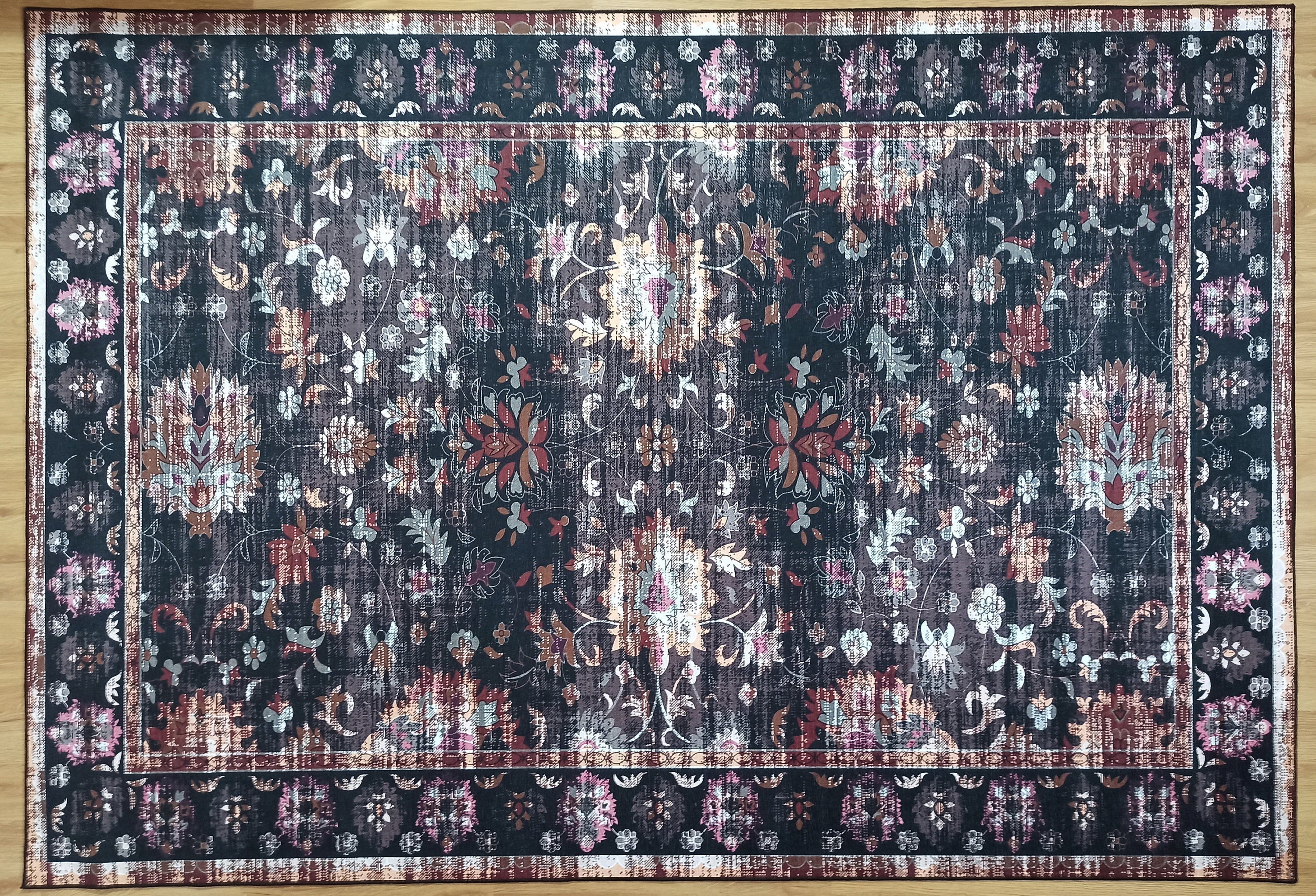 Glorya Rug Persian Faded Black Brown Rug