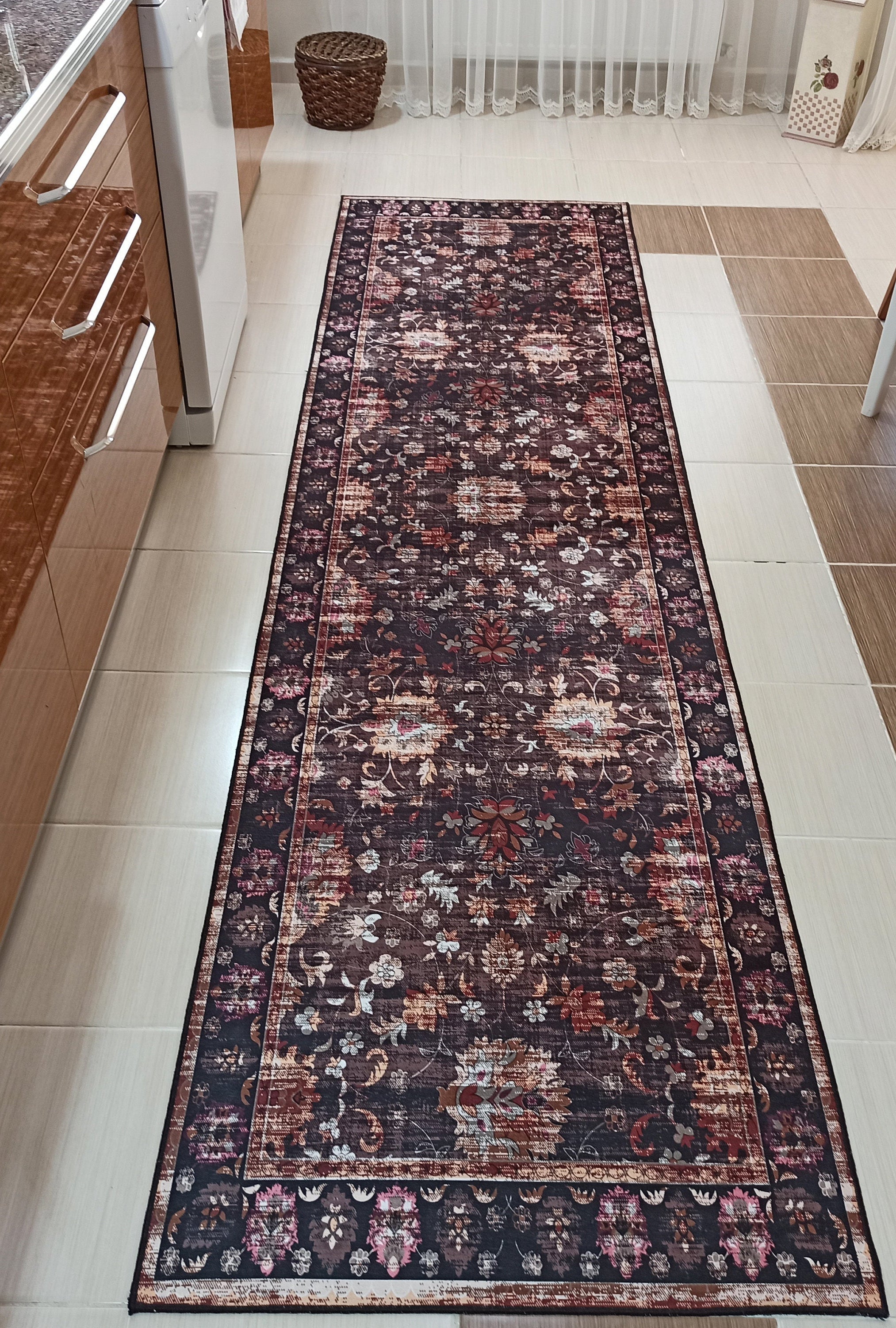 Glorya Rug Persian Faded Black Brown Rug