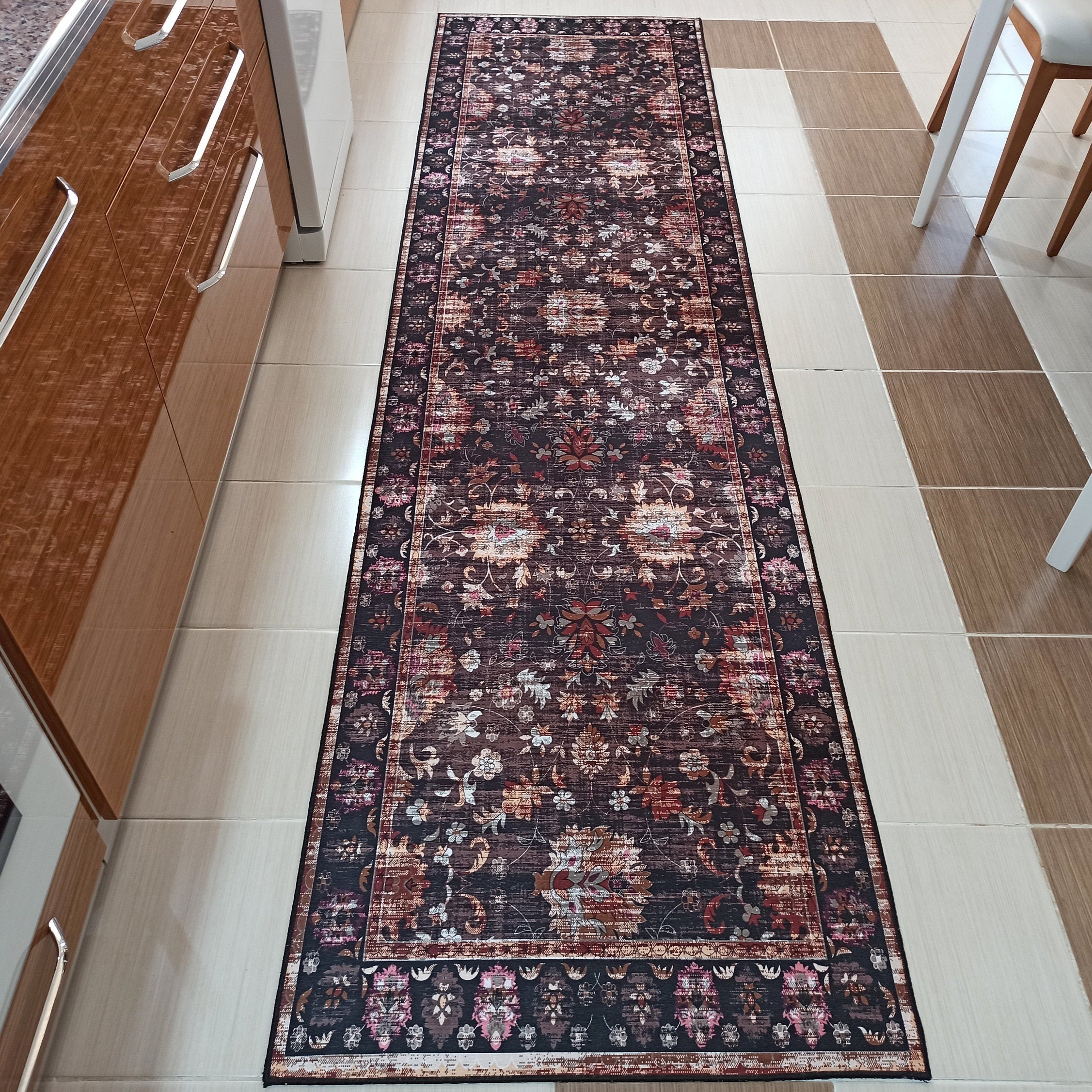 Glorya Rug Persian Faded Black Brown Rug