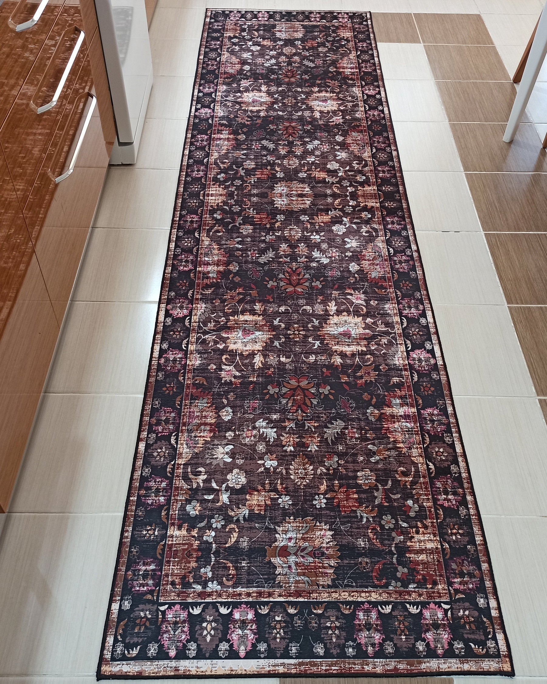 Glorya Rug Persian Faded Black Brown Rug