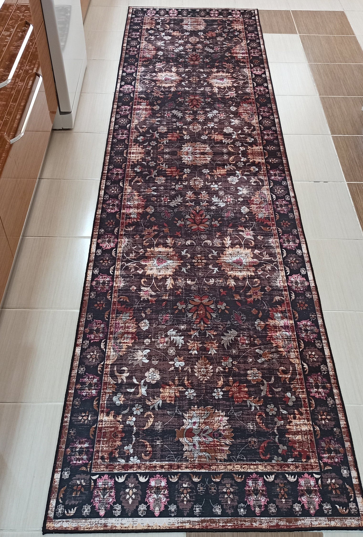 Glorya Rug Persian Faded Black Brown Rug