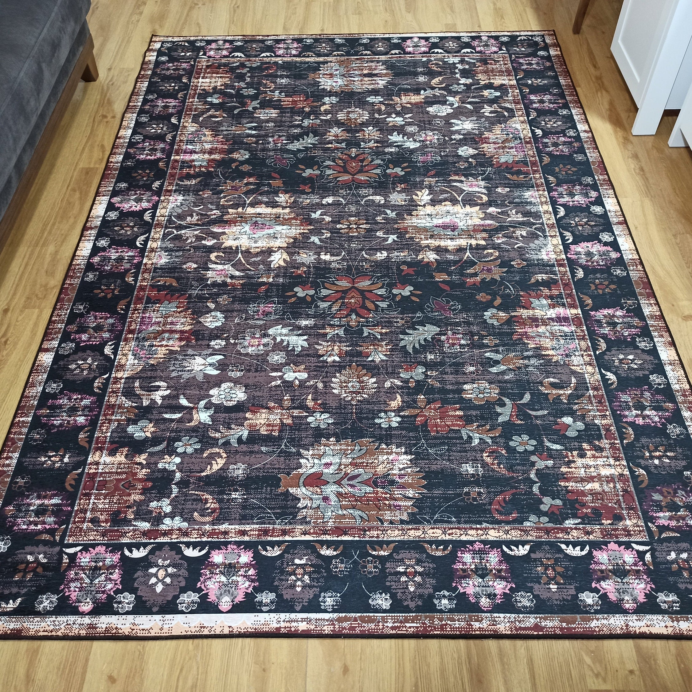 Glorya Rug Persian Faded Black Brown Rug