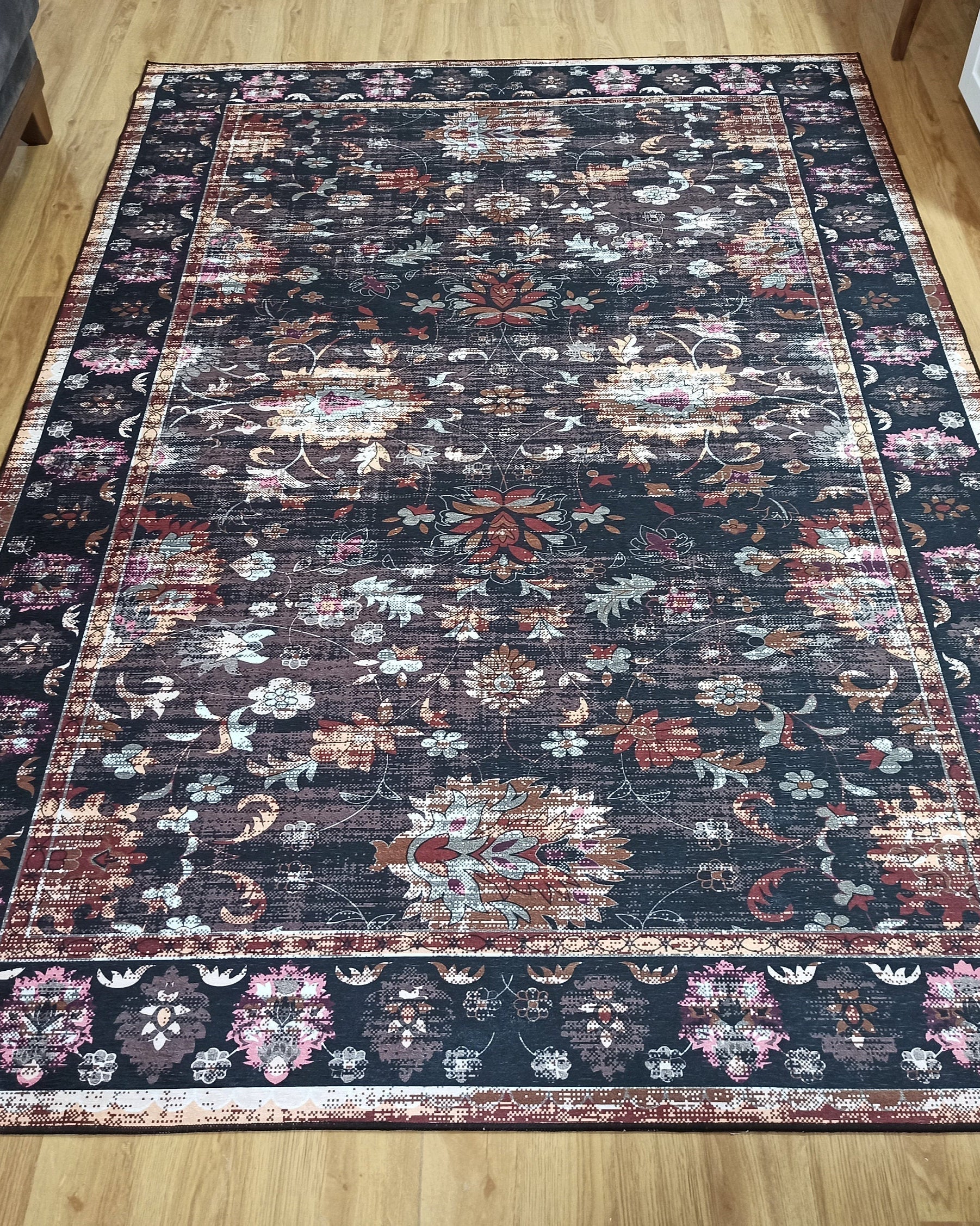 Glorya Rug Persian Faded Black Brown Rug