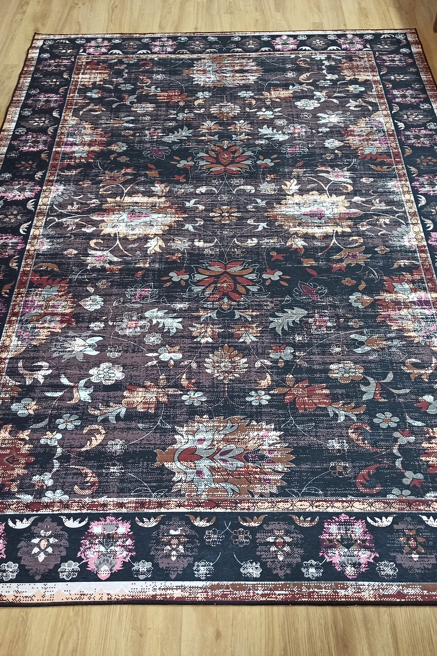 Glorya Rug Persian Faded Black Brown Rug