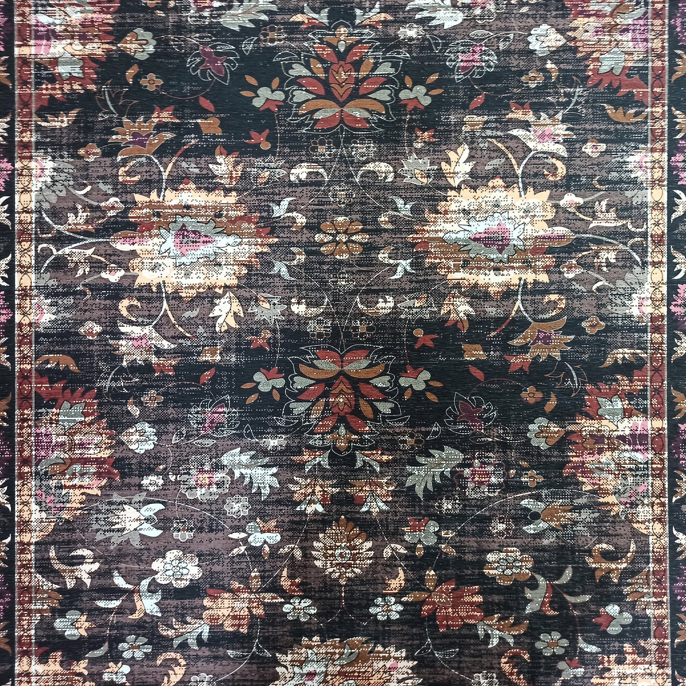Glorya Rug Persian Faded Black Brown Rug